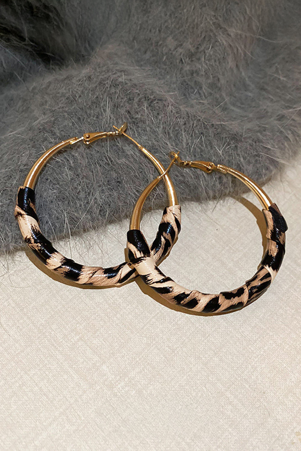 Leopard print and gold hoop earrings "Ranyah"