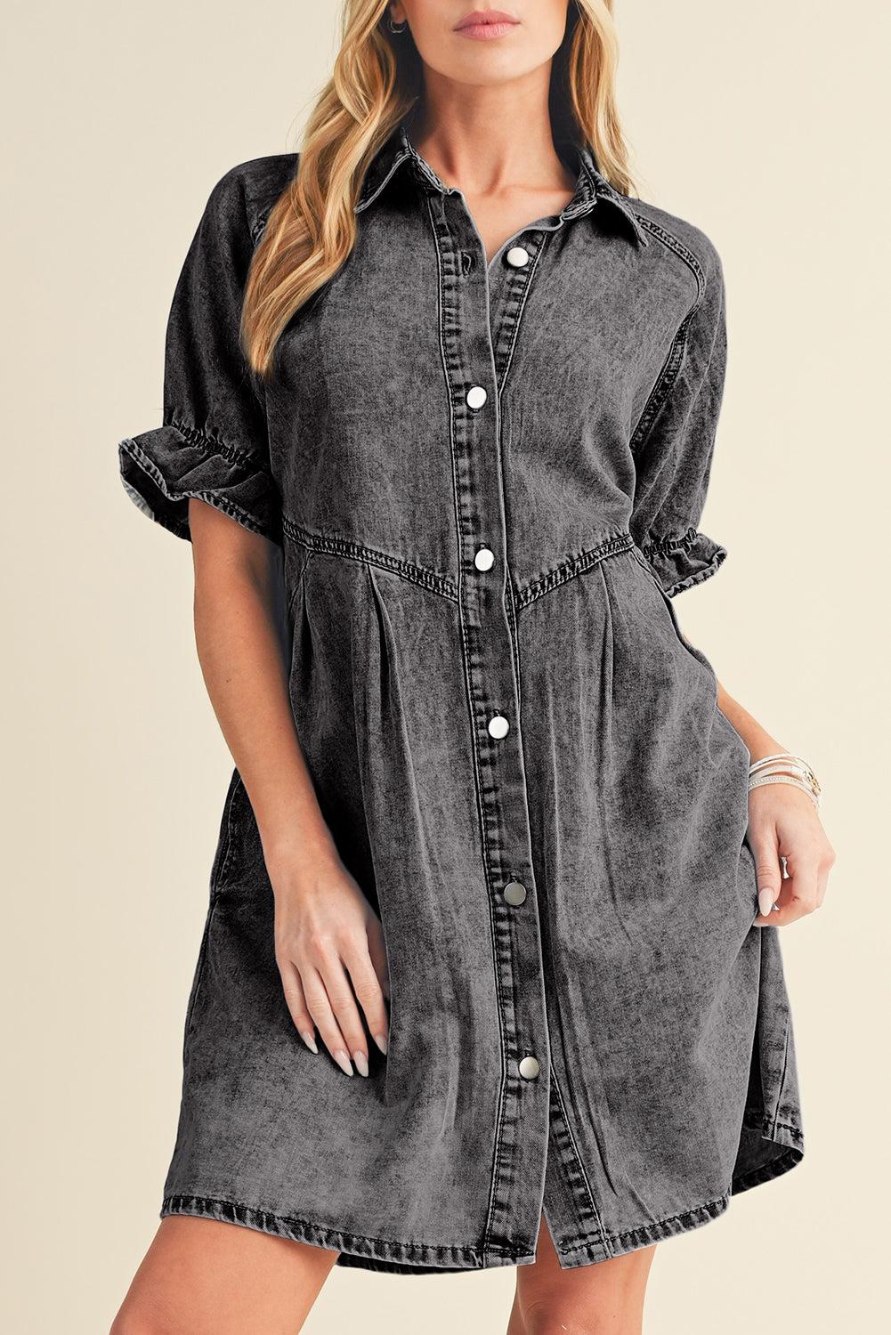 Robe courte en jean | Avec poches