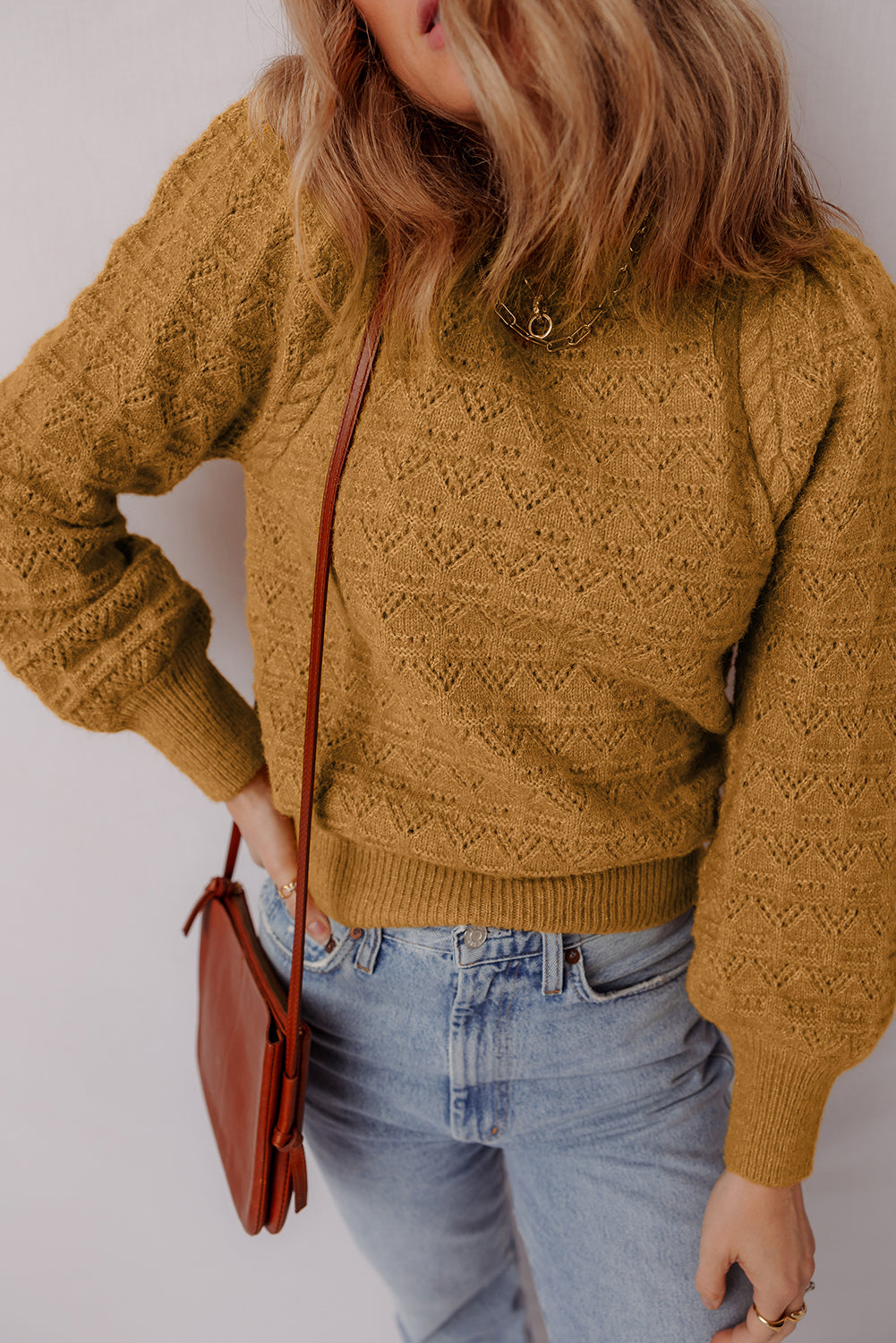 Pull col montant "Sofia" orange, pour FEMMES