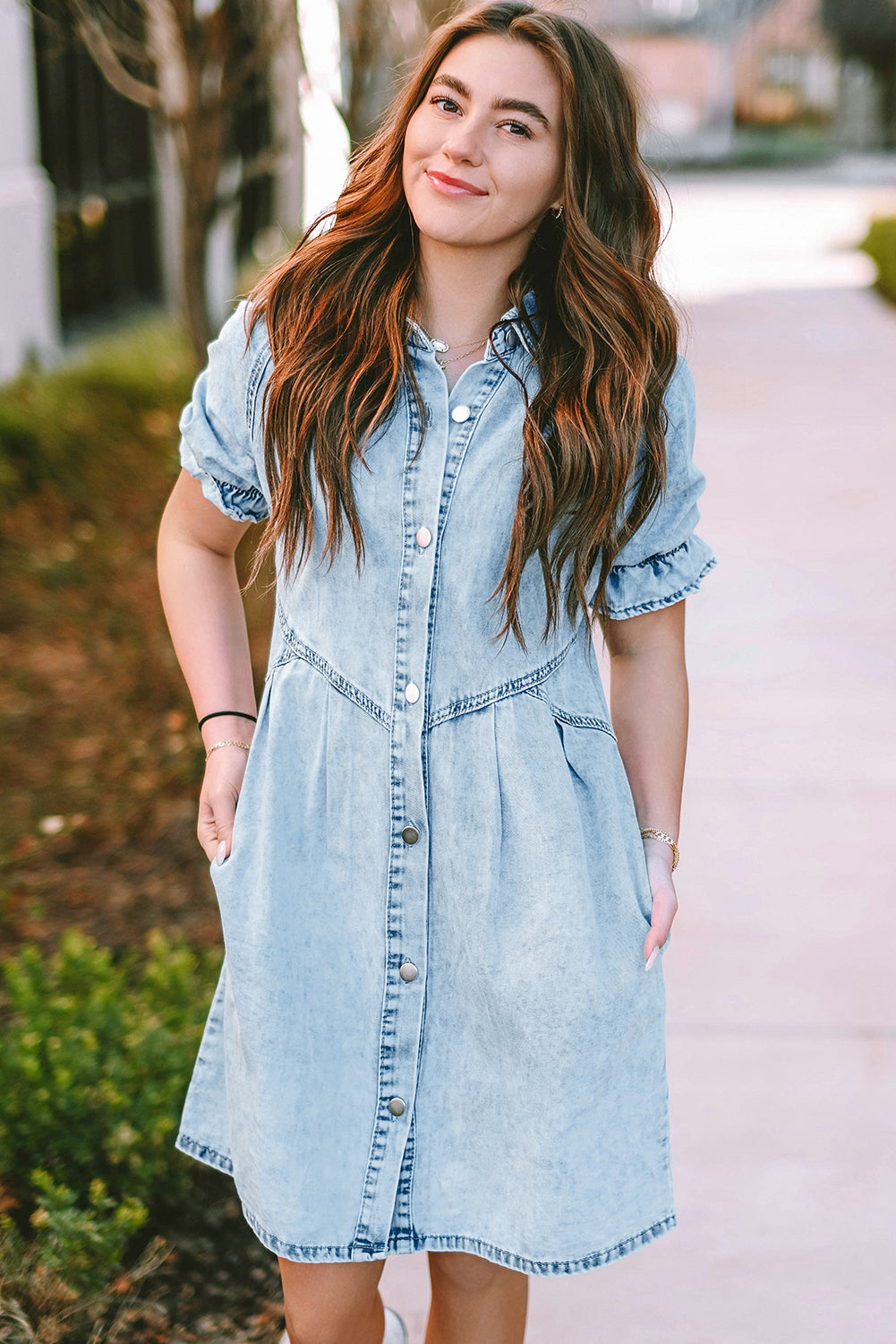 Robe courte en jean | Avec poches