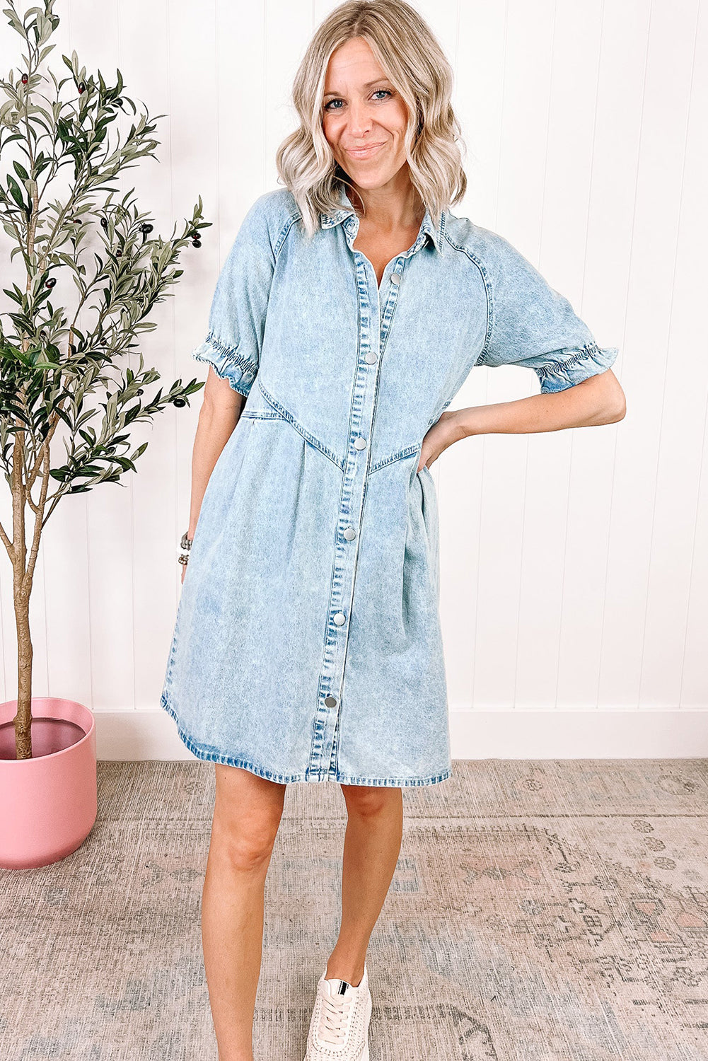 Robe courte en jean | Avec poches