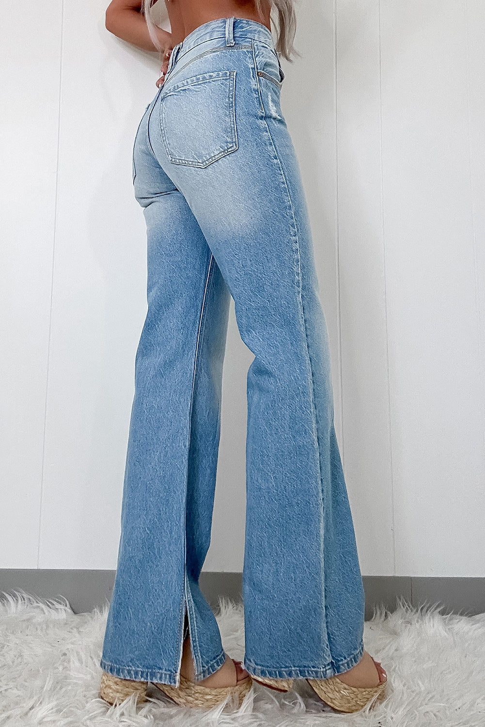 Jean straight large | À fente | Pour FEMMES