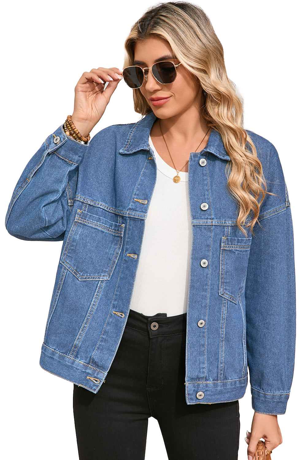 Veste en jean bleu & gris | Pour FEMMES