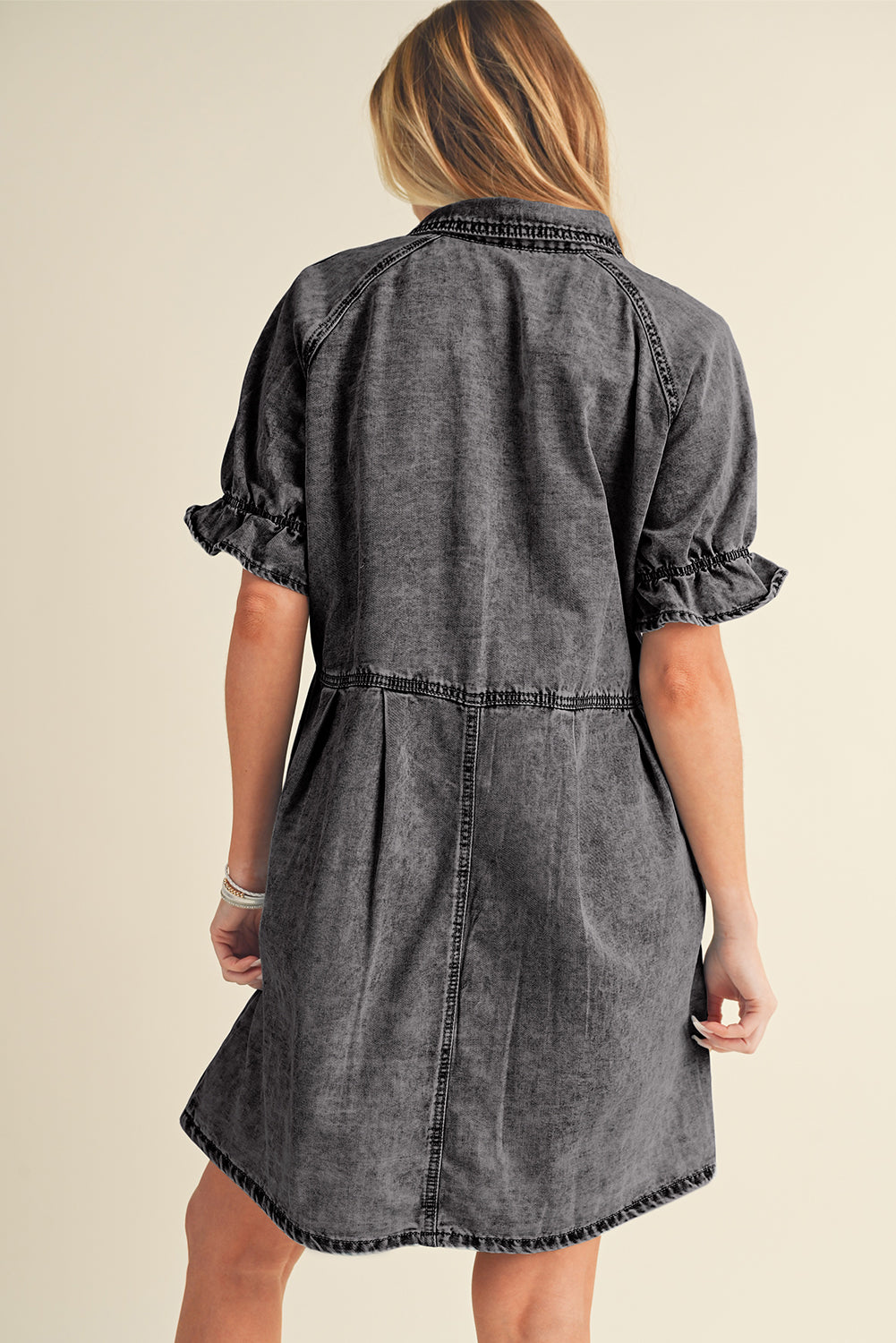 Robe courte en jean | Avec poches