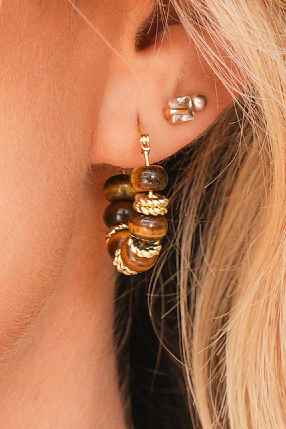 Boucles d'oreilles créoles en perle et or