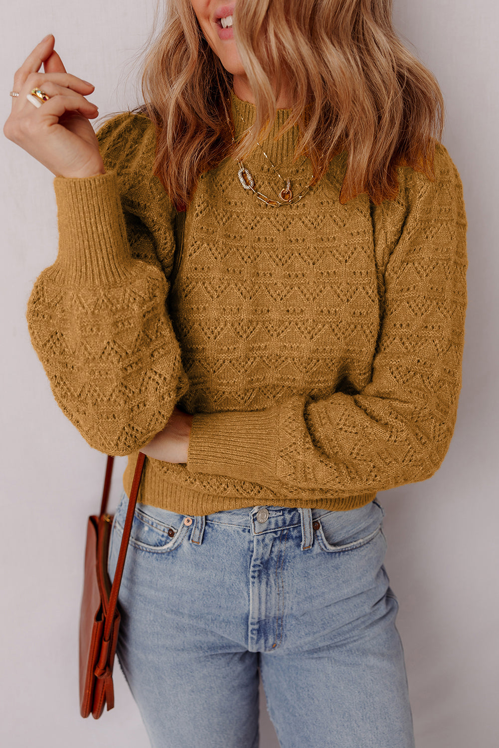 Pull col montant "Sofia" orange, pour FEMMES