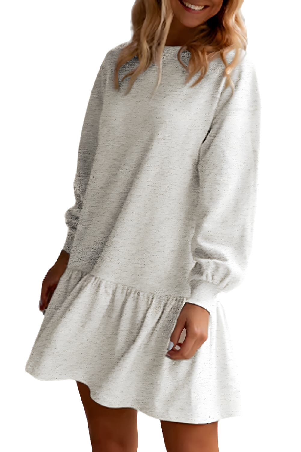Robe courte en pull | À manches longues