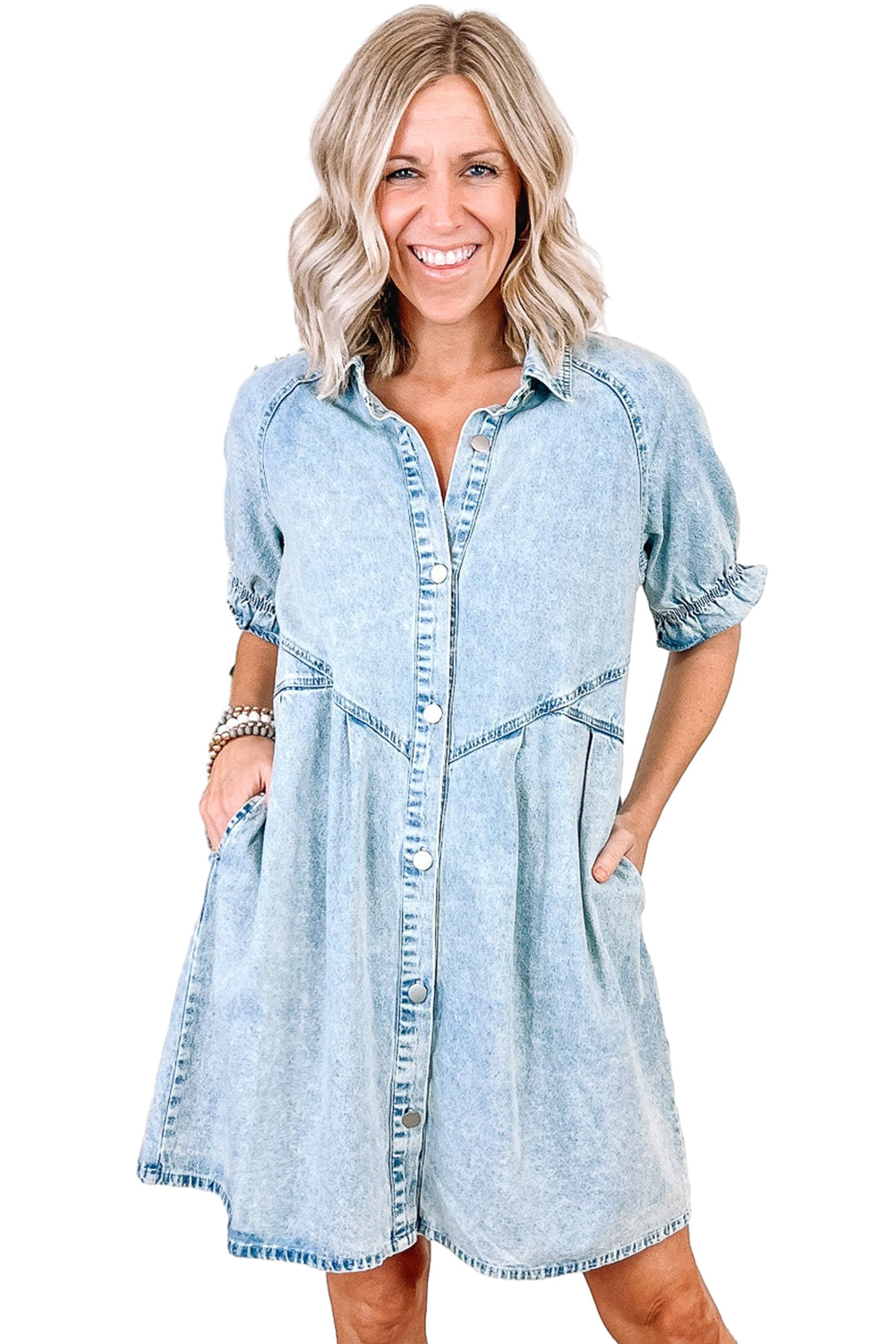 Robe courte en jean | Avec poches
