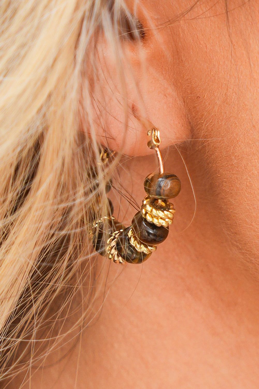 Boucles d'oreilles créoles en perle et or