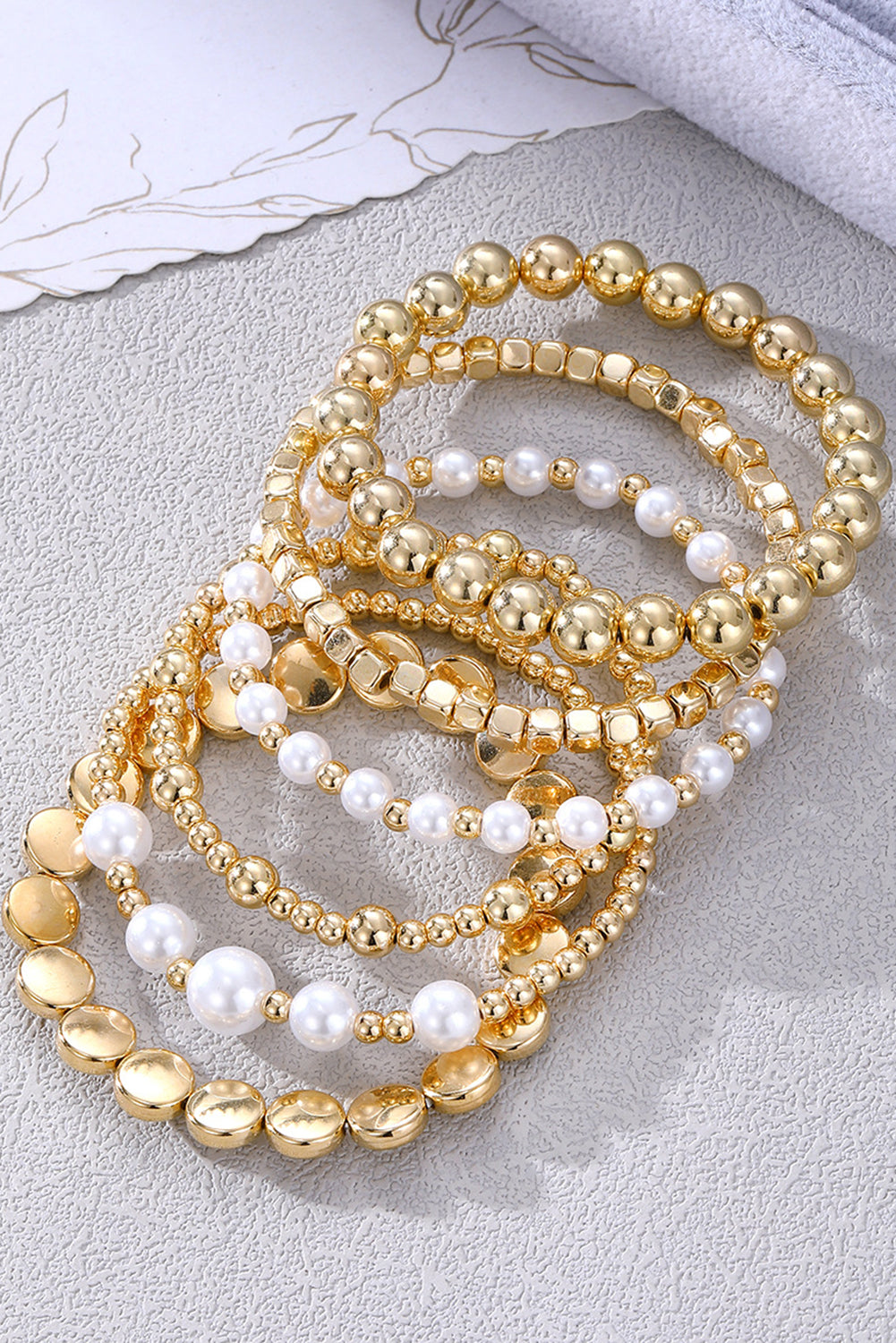 Lot de 6 bracelets de perles et d'or "Aurelia", pour FEMMES