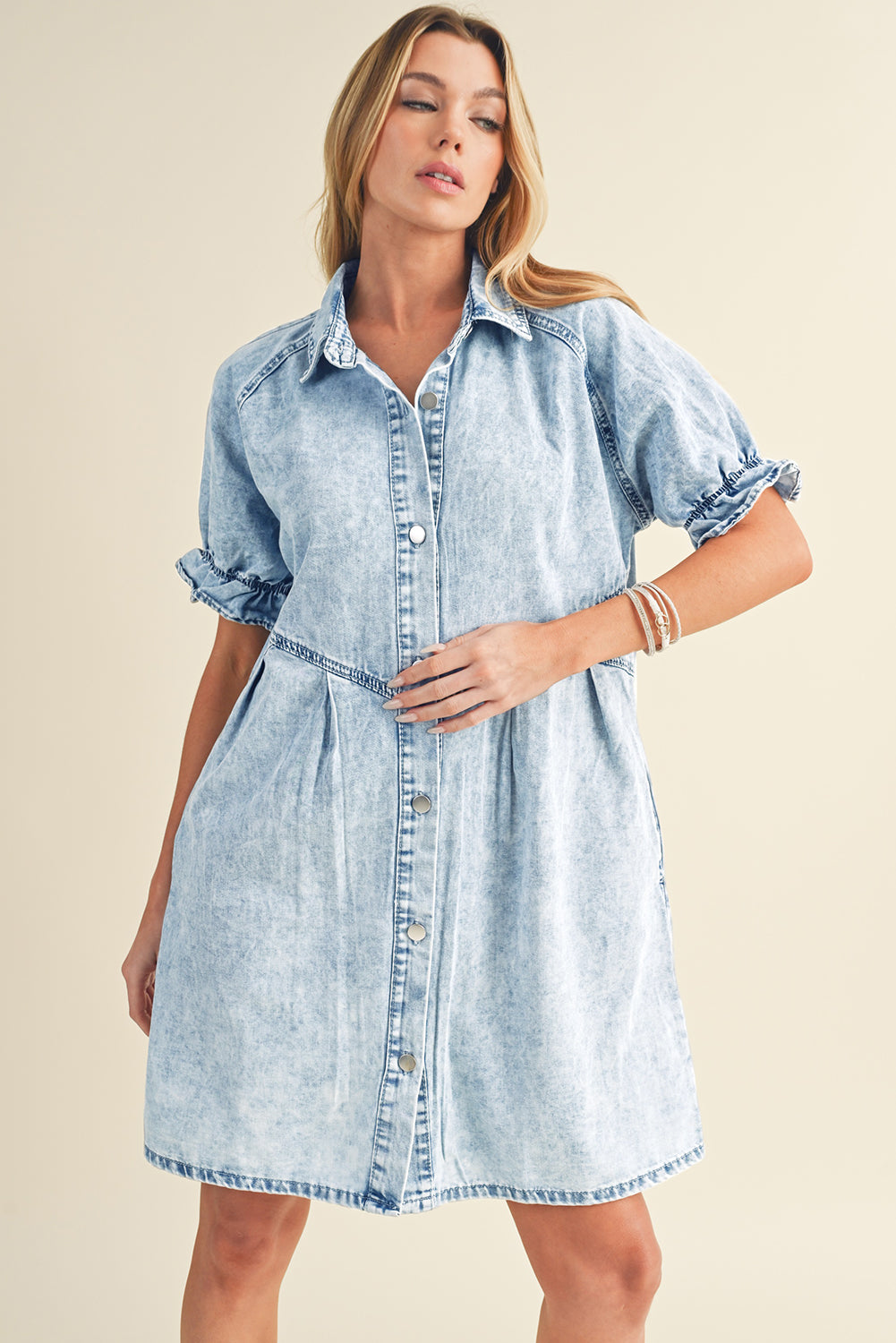 Robe courte en jean | Avec poches