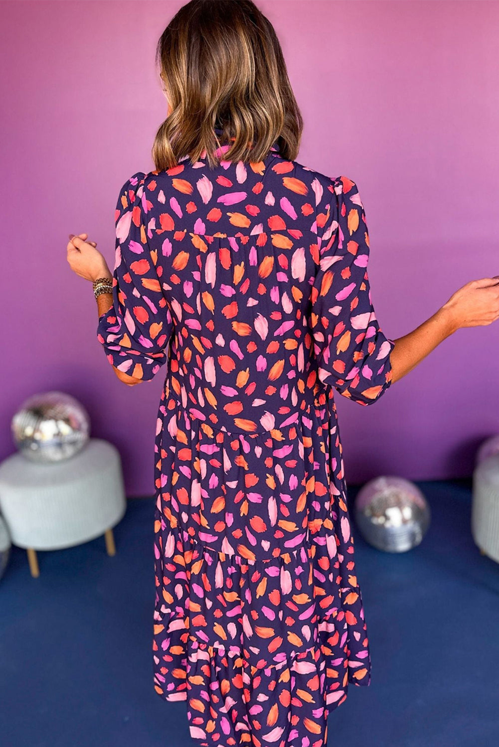 Robe longue rose/violette "Samantha"