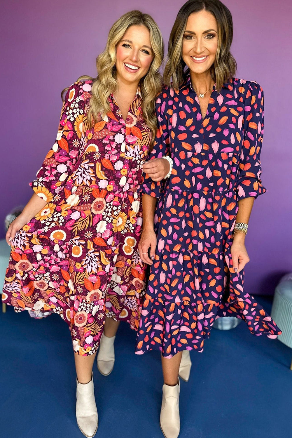 Robe longue rose/violette "Samantha"