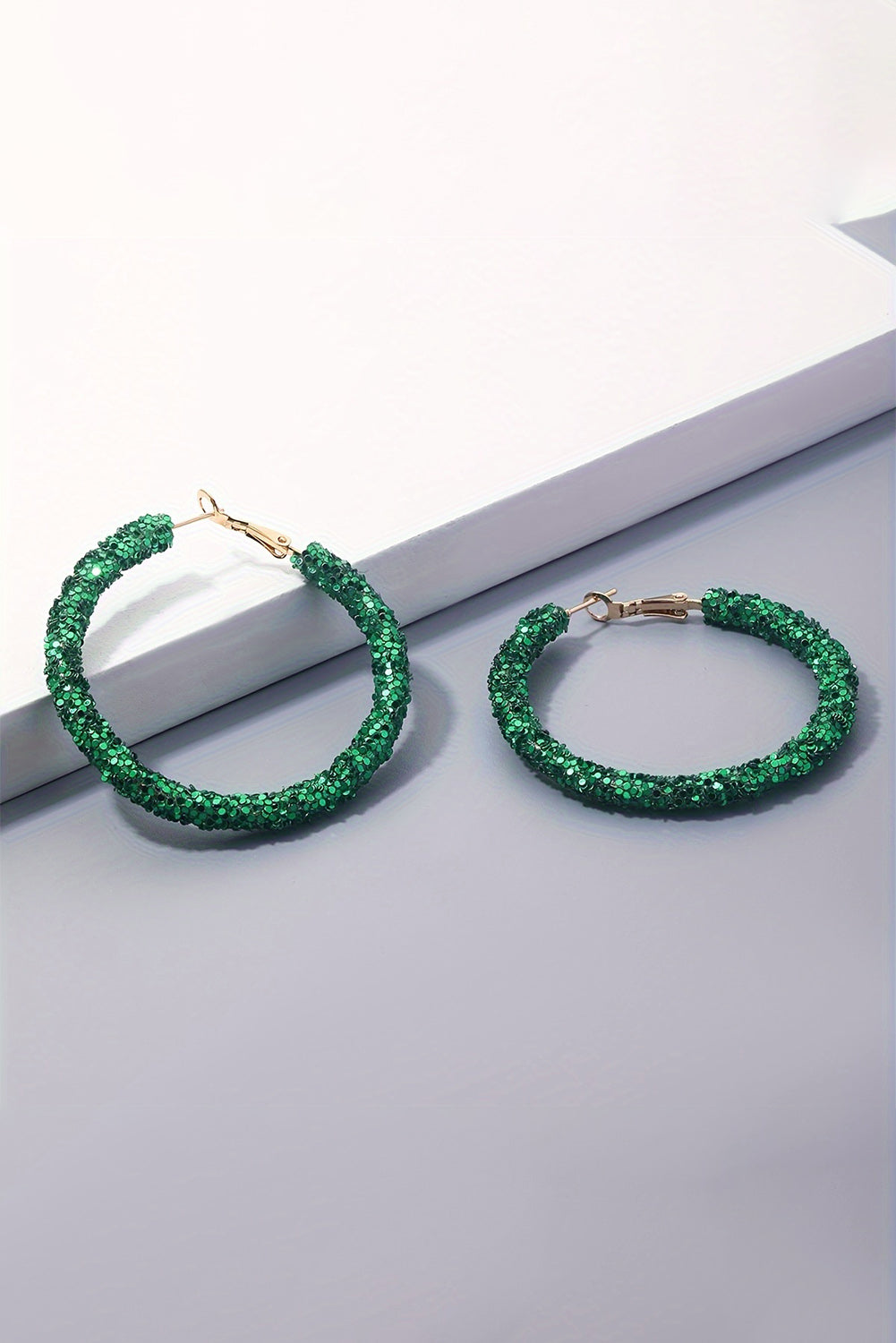 "Lola" dark green sequin earrings