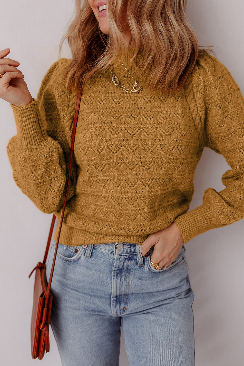Pull col montant "Sofia" orange, pour FEMMES