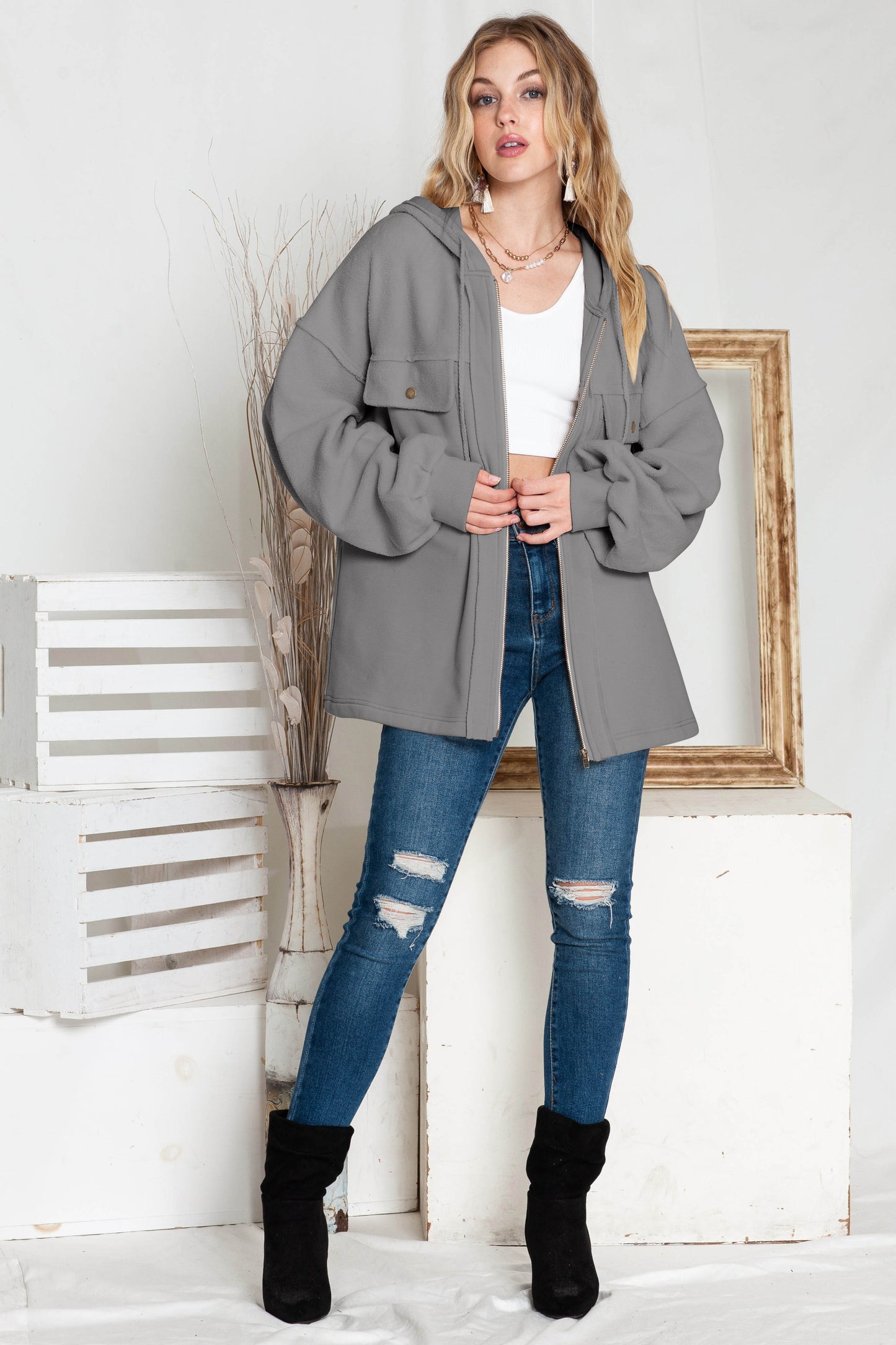 Pull capuché & zippé | Pour FEMMES