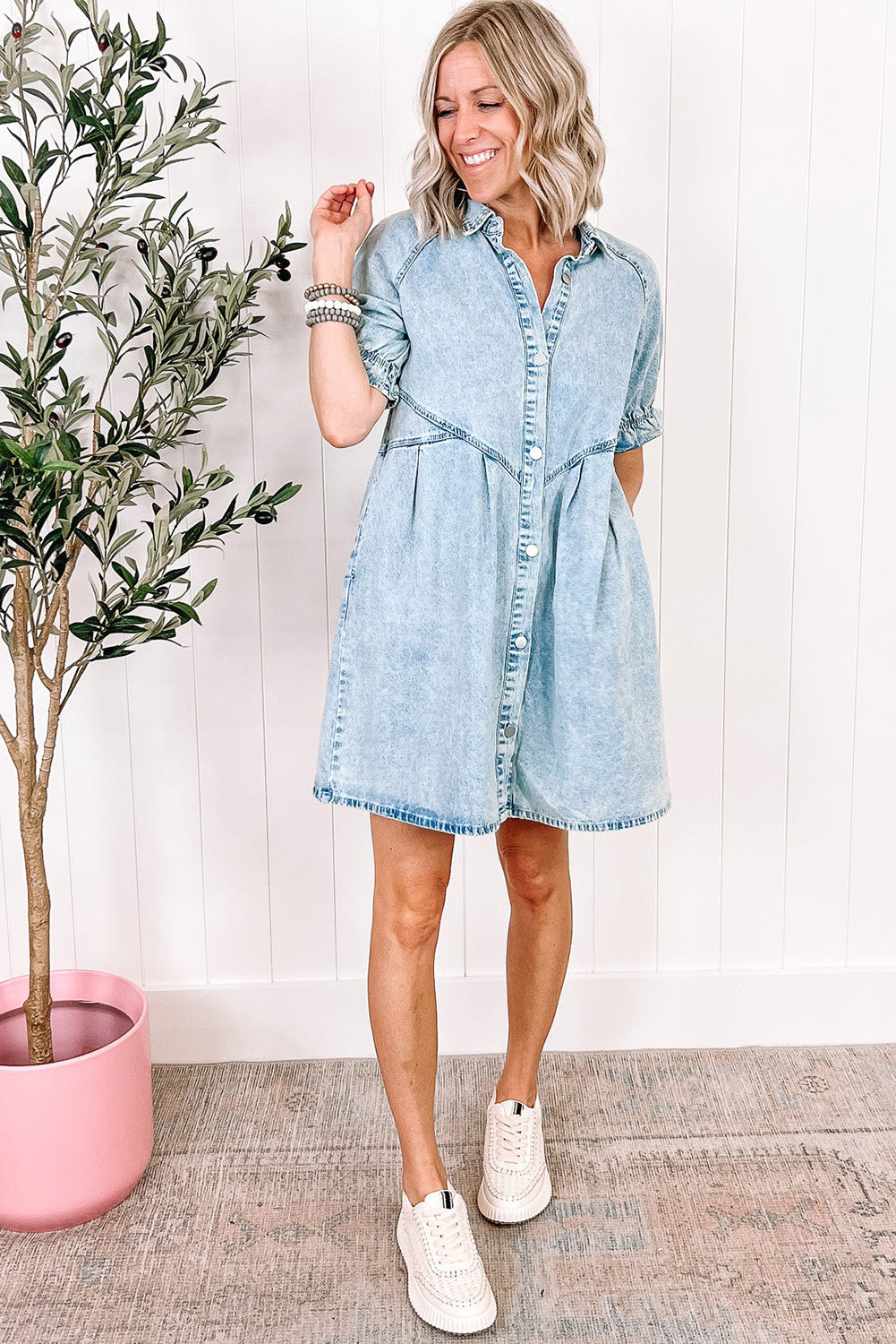 Robe courte en jean | Avec poches
