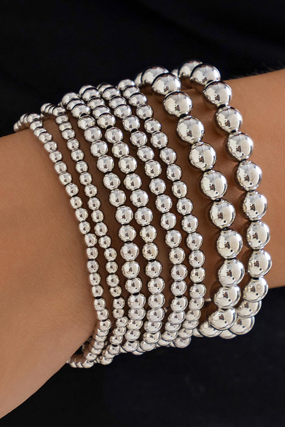 Silver-colored bracelet | With beads | For women