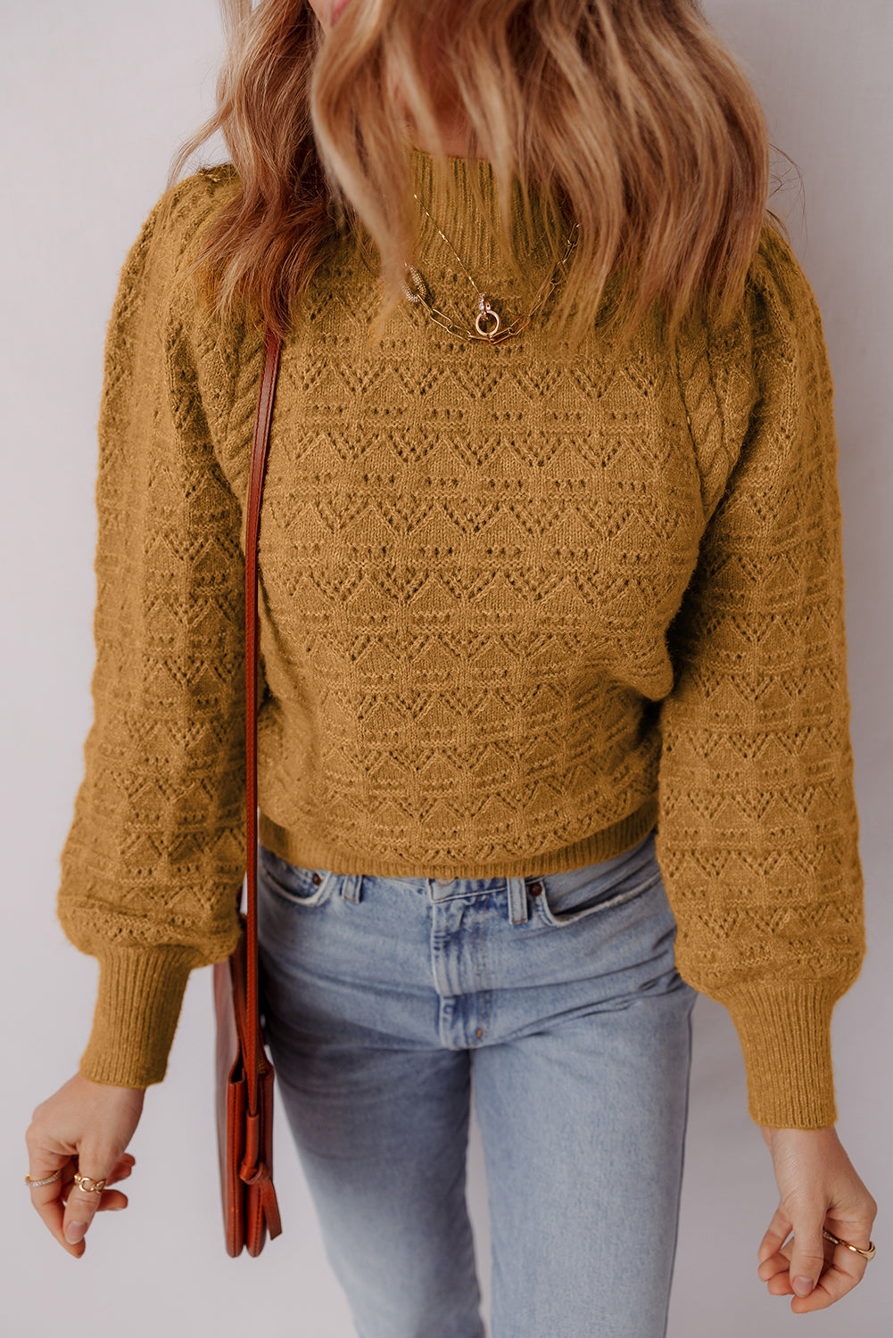 Pull col montant "Sofia" orange, pour FEMMES
