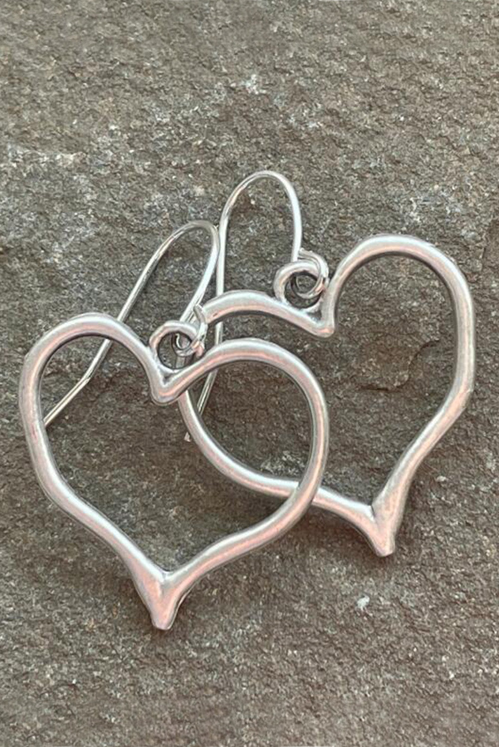 Silver "Lily" heart-shaped earrings