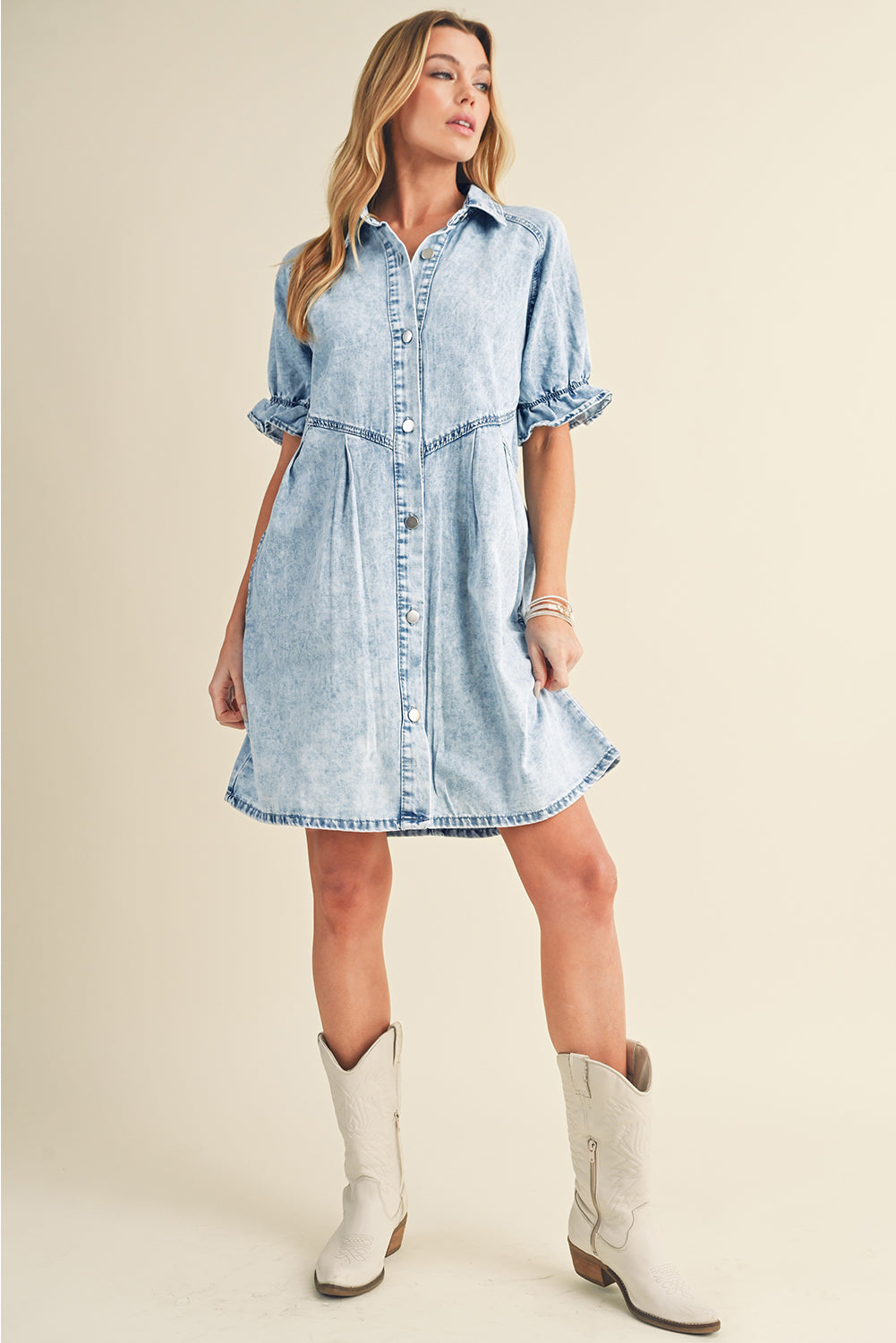 Robe courte en jean | Avec poches