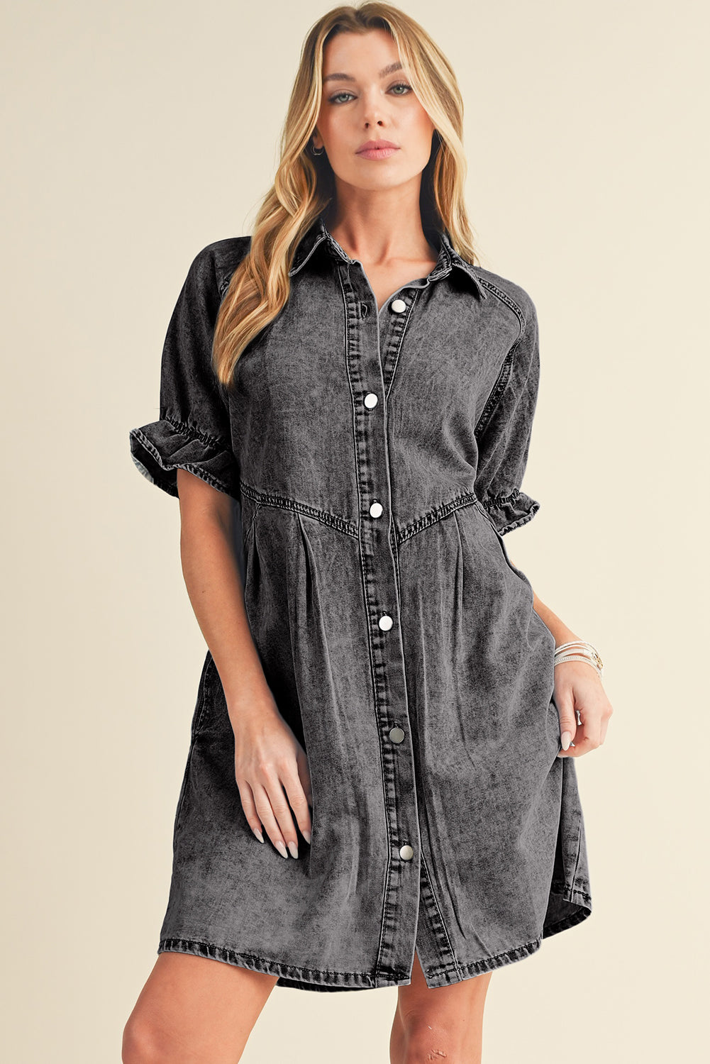 Robe courte en jean | Avec poches