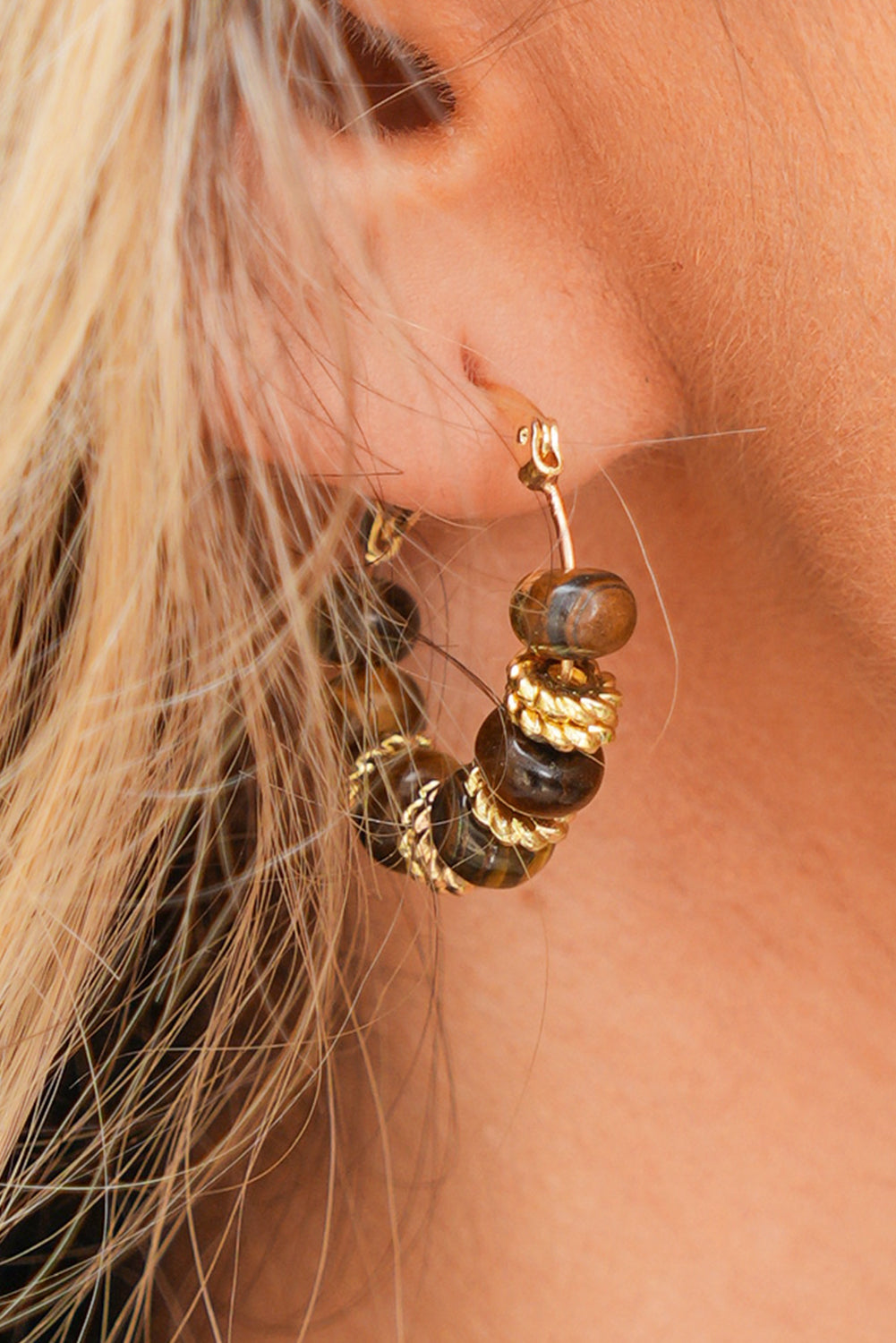 Boucles d'oreilles créoles en perle et or