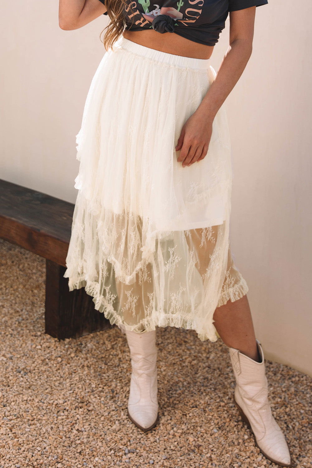 Jupe longue blanche multicouches - ELLEsinil