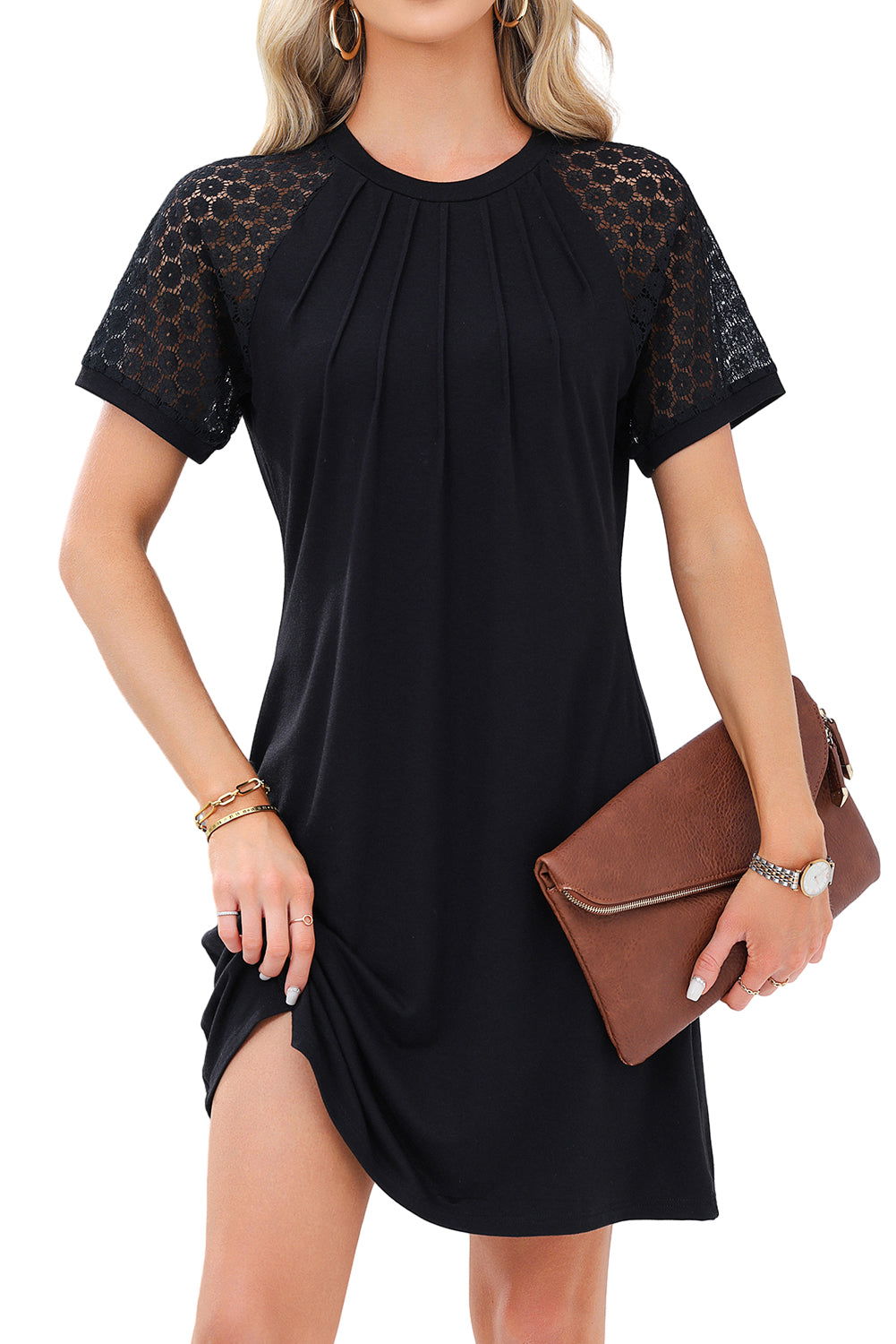 Robe courte verte en dentelle - ELLEsinil