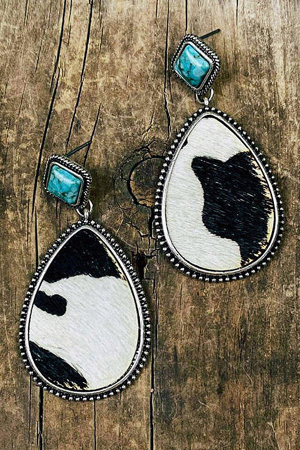 Black turquoise pendant earrings