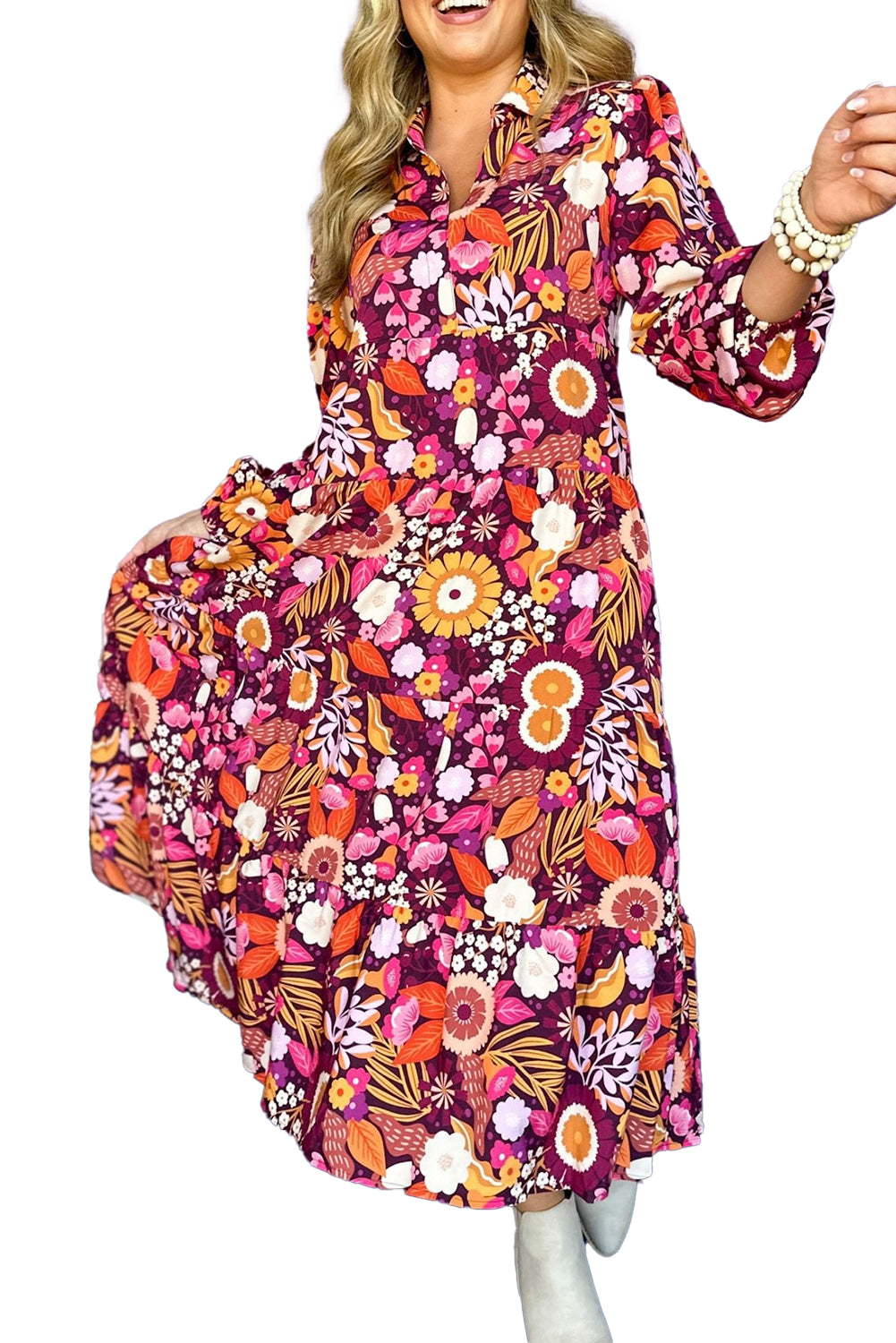 Robe longue rose/violette "Samantha"