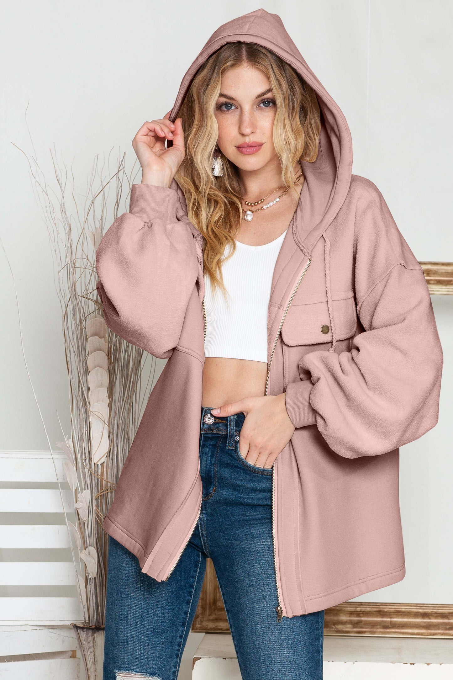 Pull capuché & zippé | Pour FEMMES