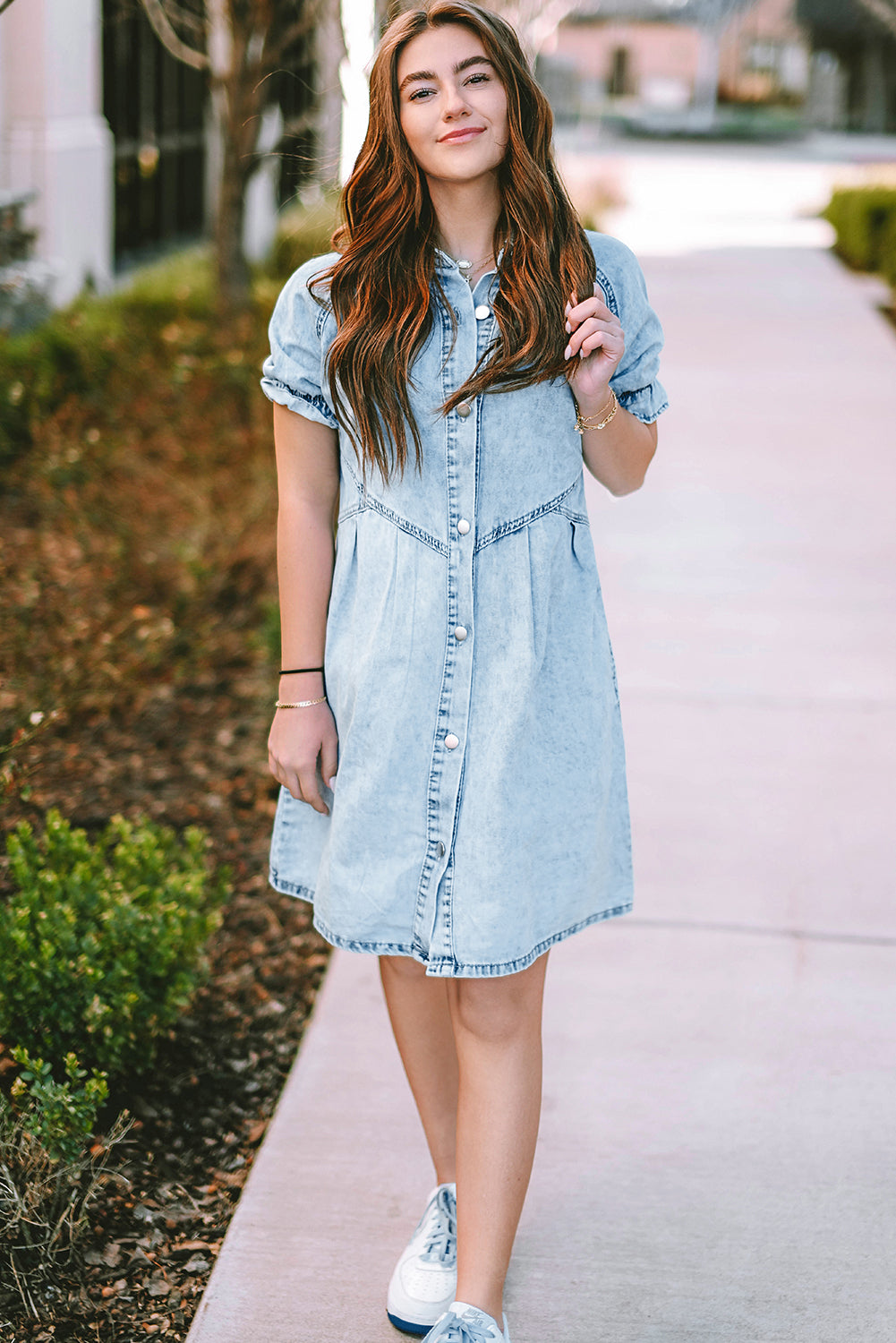 Robe courte en jean | Avec poches