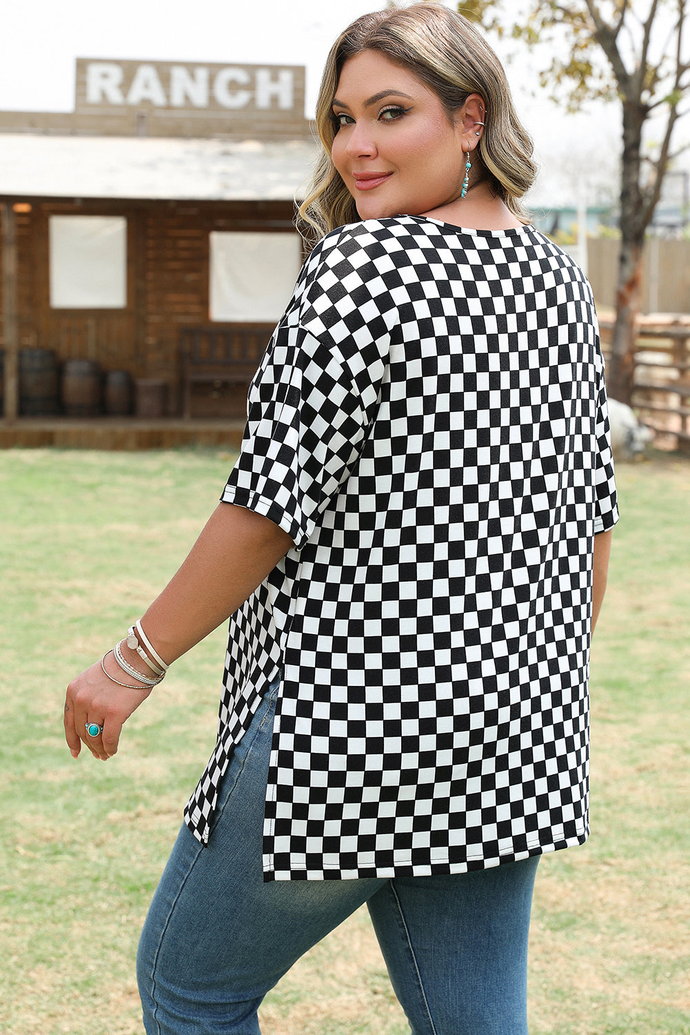 Chessboard Design Top | Oversize | For WOMEN
