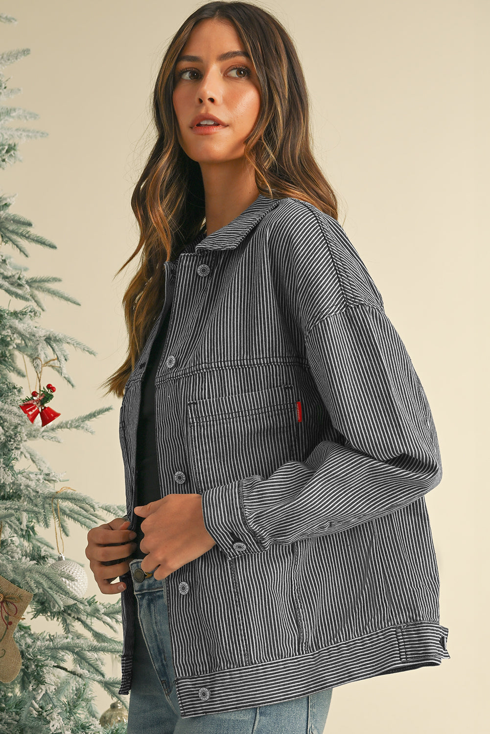 Veste en jean bleu & gris | Pour FEMMES