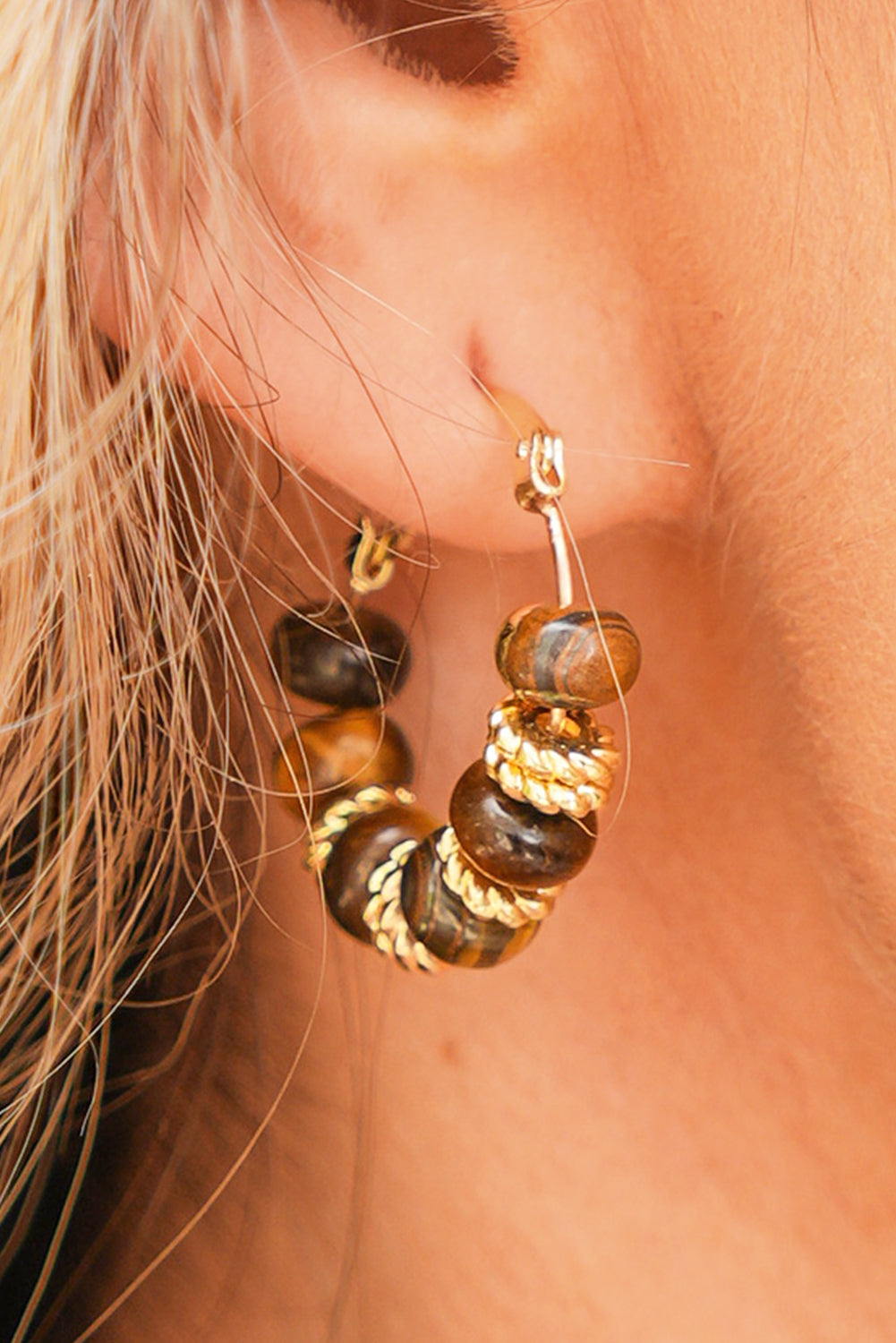 Boucles d'oreilles créoles en perle et or