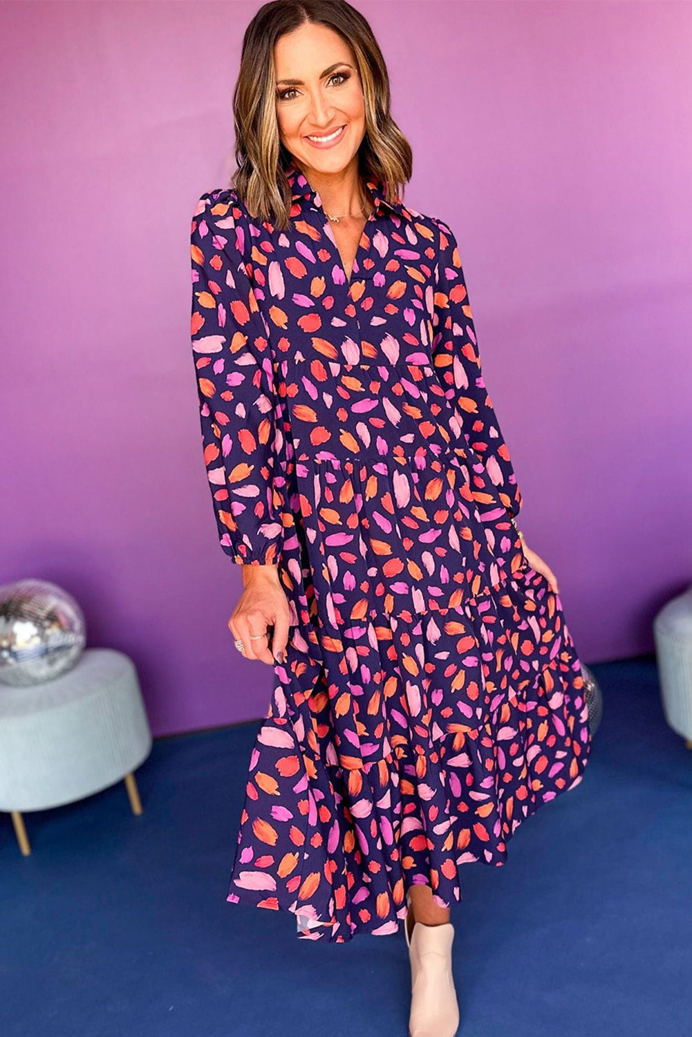 Robe longue rose/violette "Samantha"