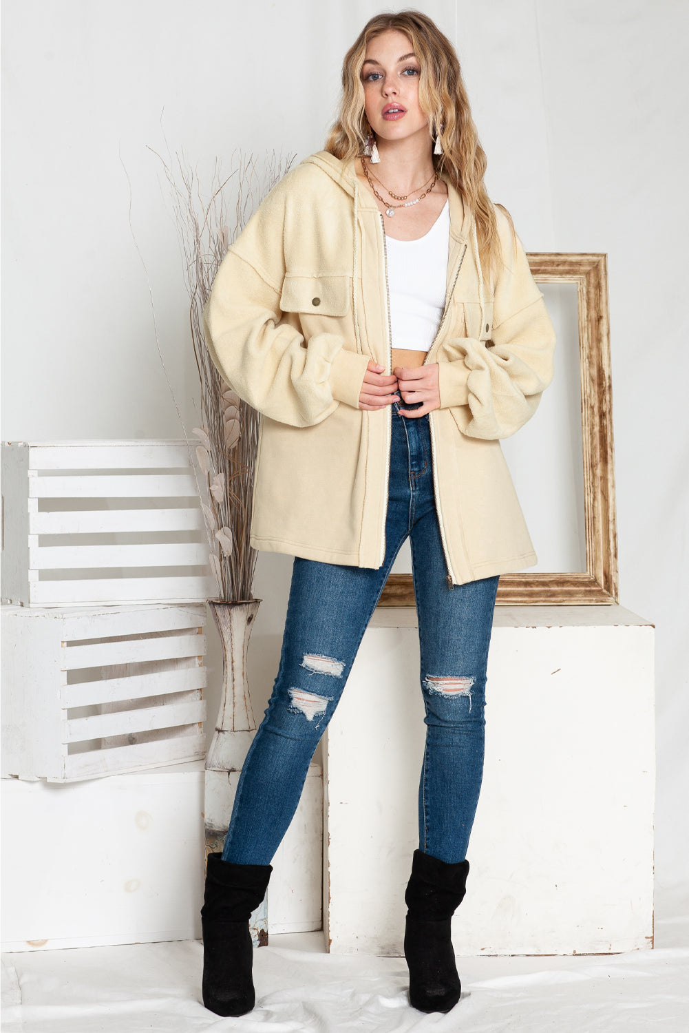 Pull capuché & zippé | Pour FEMMES