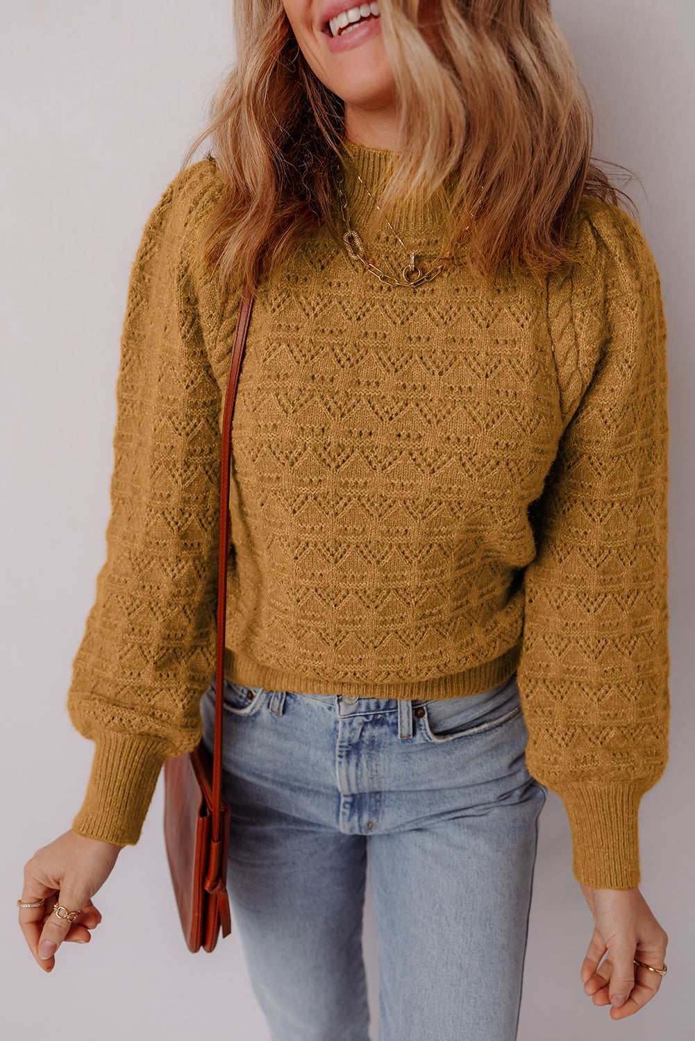 Pull col montant "Sofia" orange, pour FEMMES