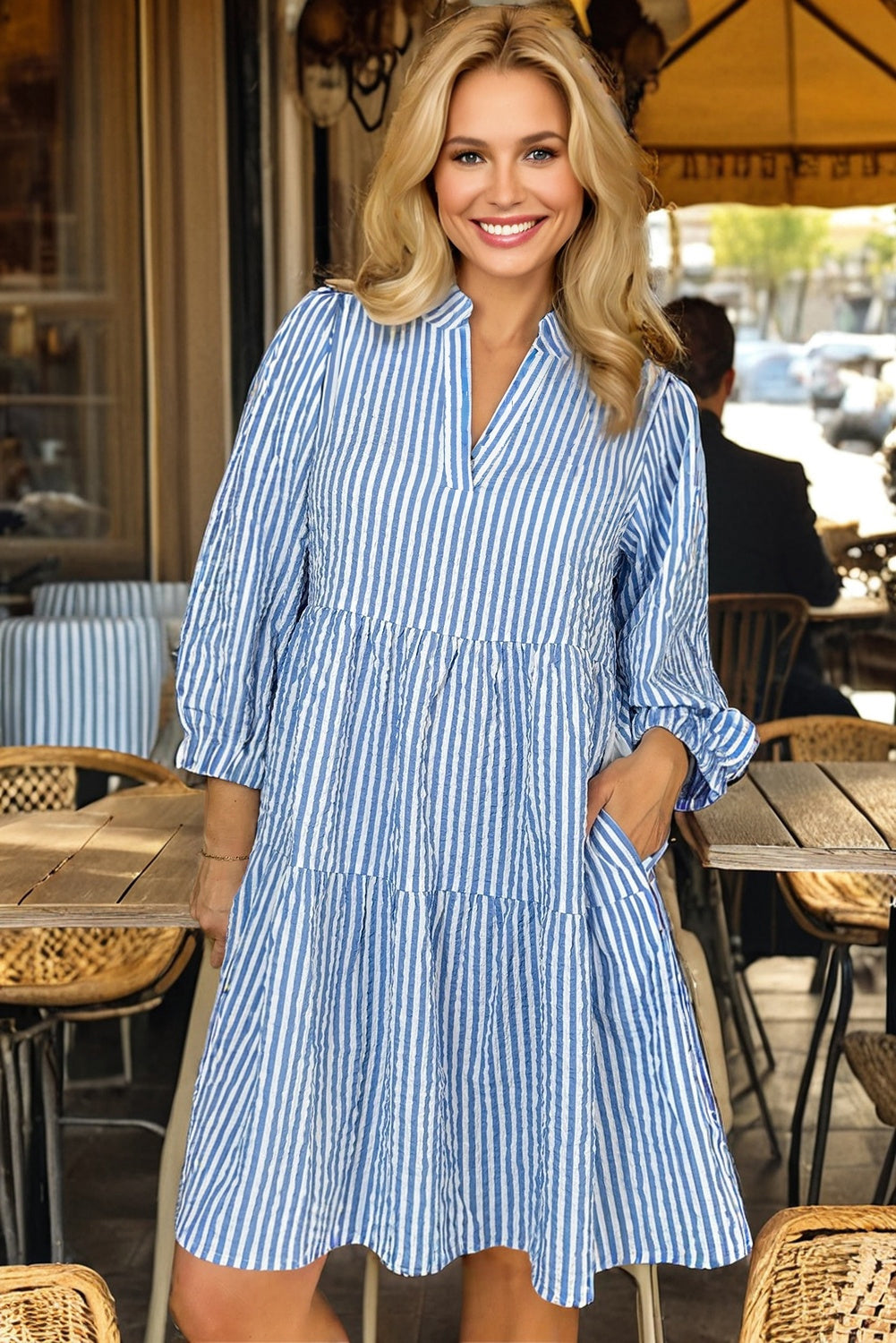Robe courte bleue "Zoé"