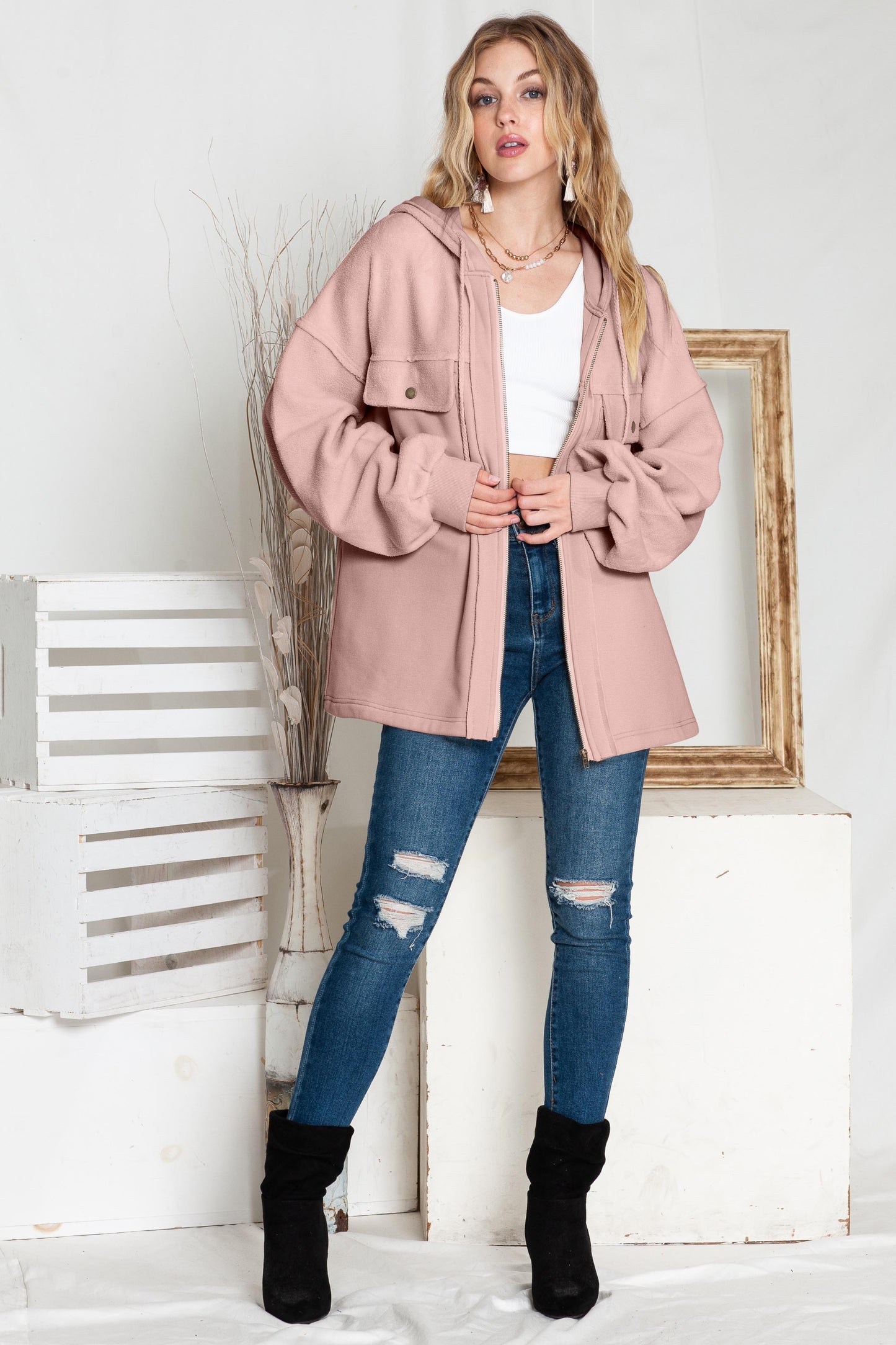 Pull capuché & zippé | Pour FEMMES
