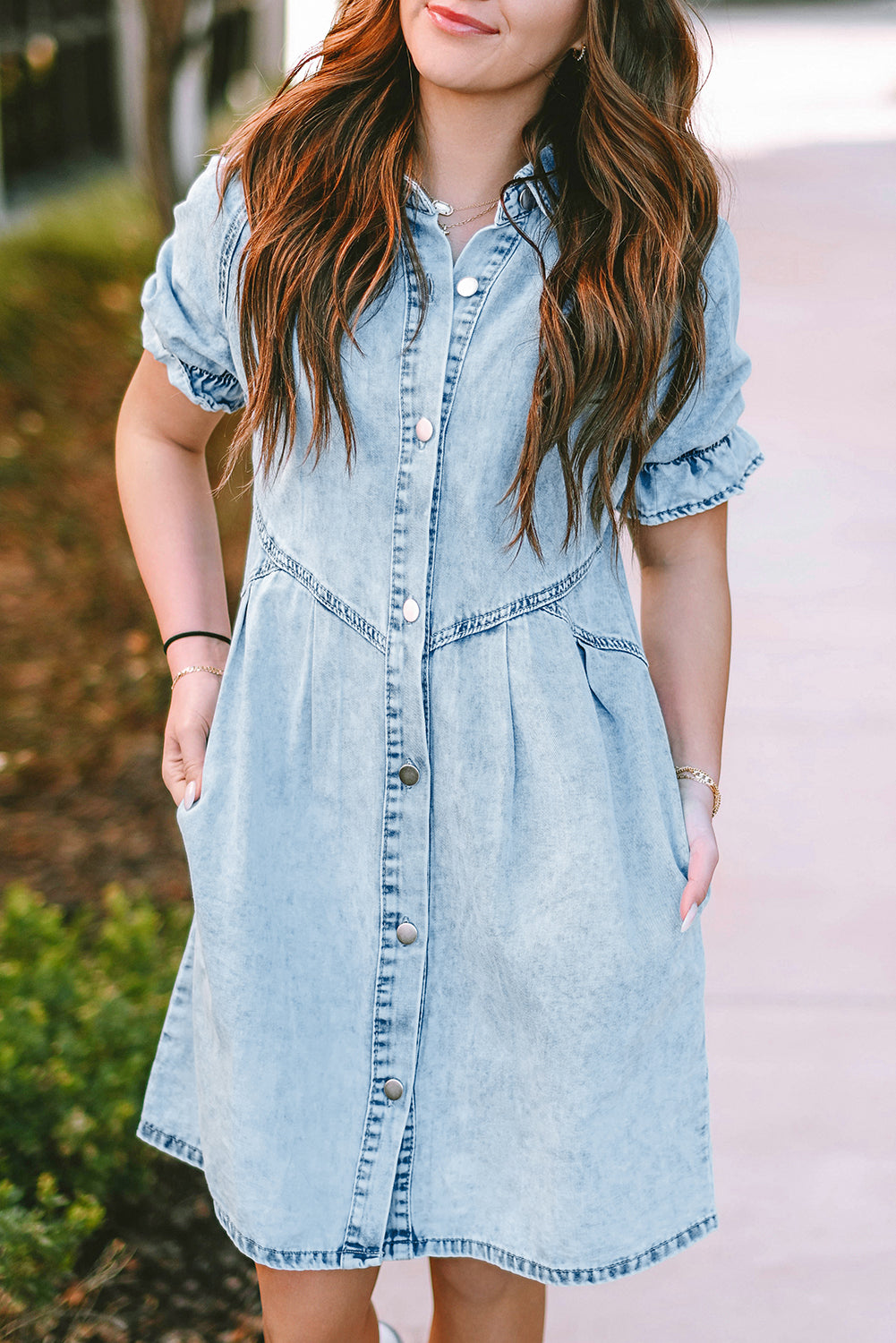 Robe courte en jean | Avec poches
