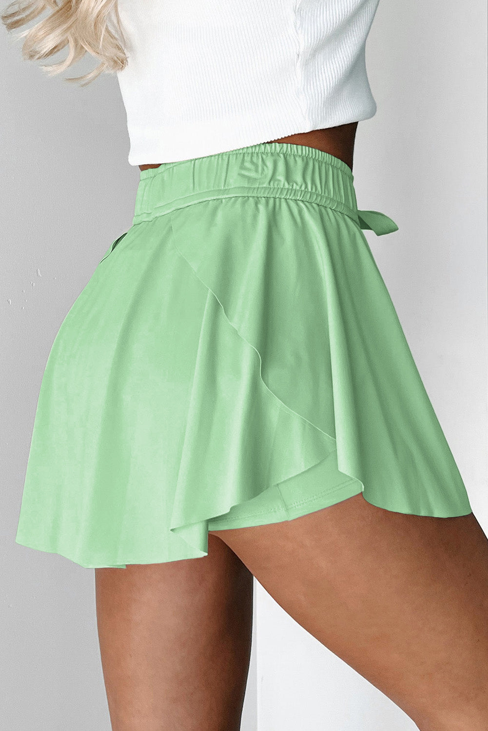 Dark Blue Drawstring High Waist Lined Tennis Skorts