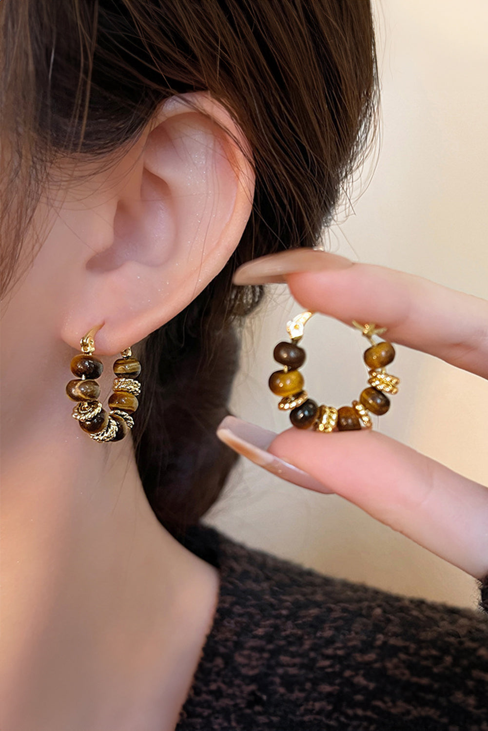 Boucles d'oreilles créoles en perle et or