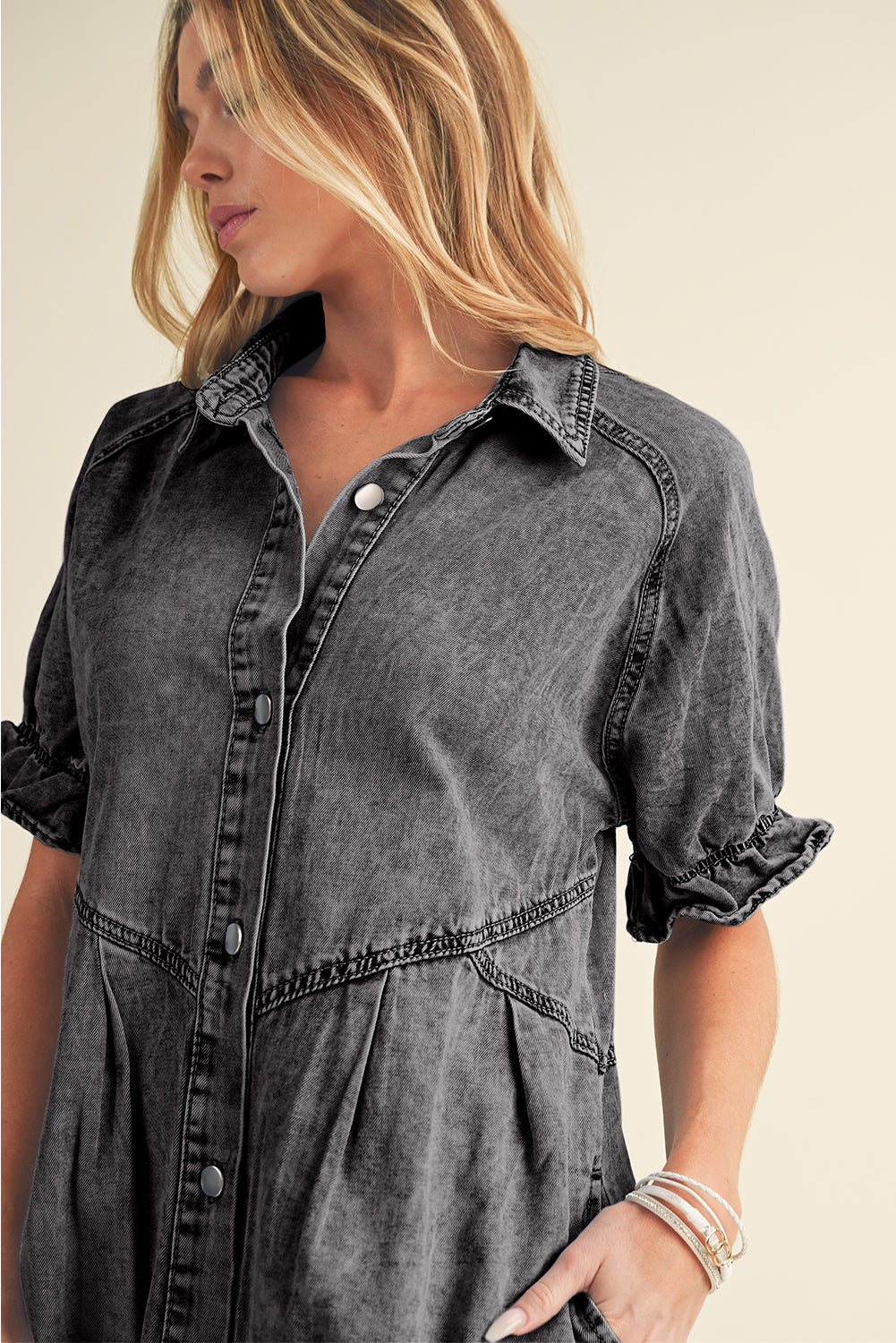 Robe courte en jean | Avec poches