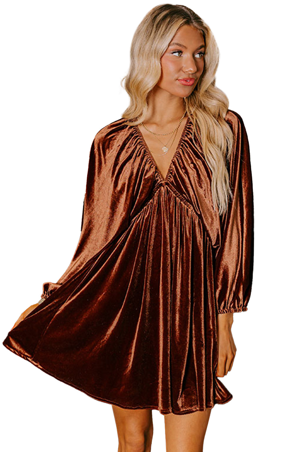 Robe courte marron en velours "Bianca"