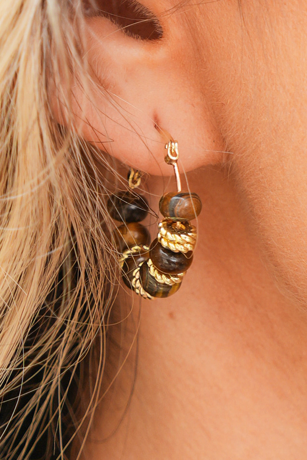 Boucles d'oreilles créoles en perle et or