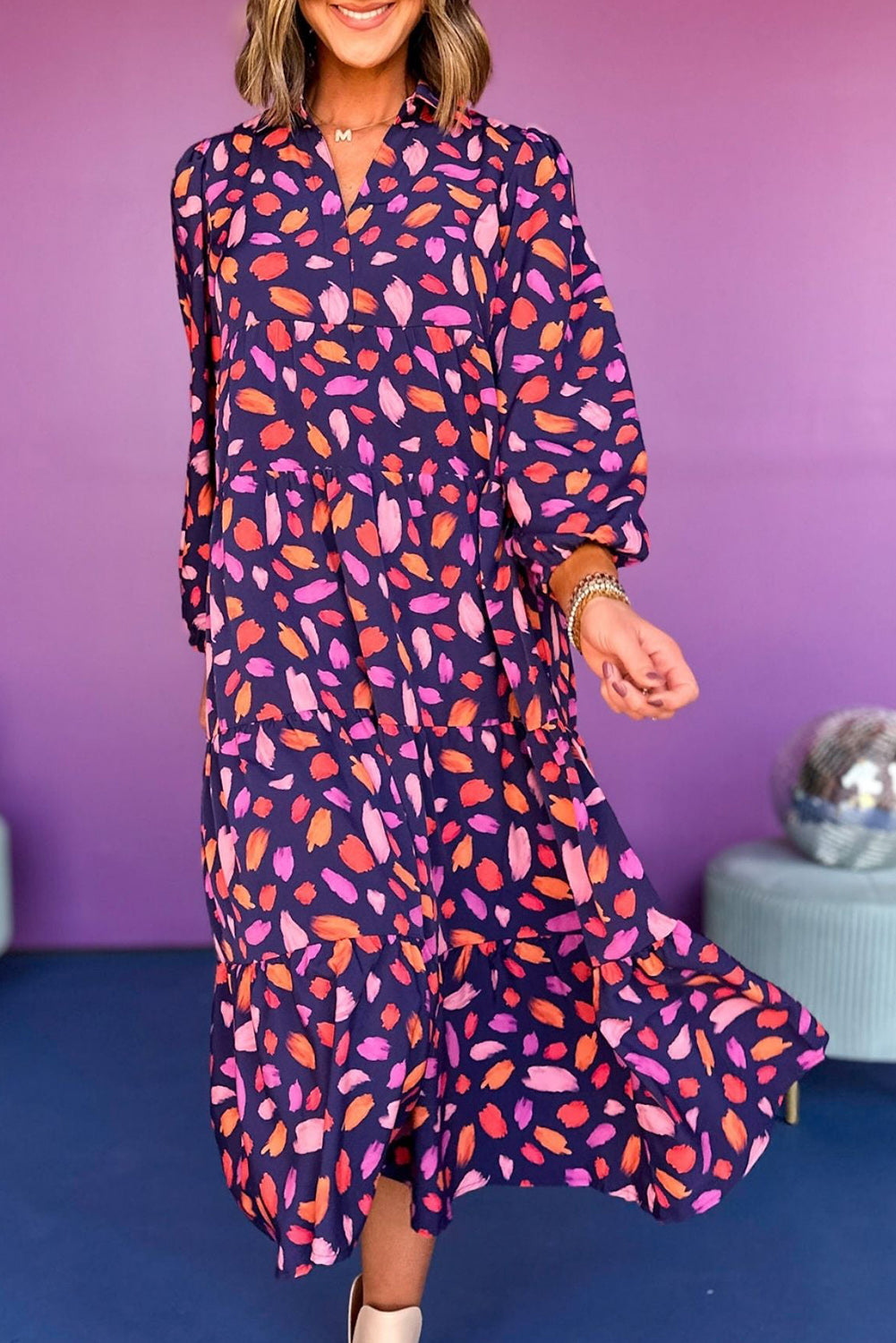 Robe longue rose/violette "Samantha"