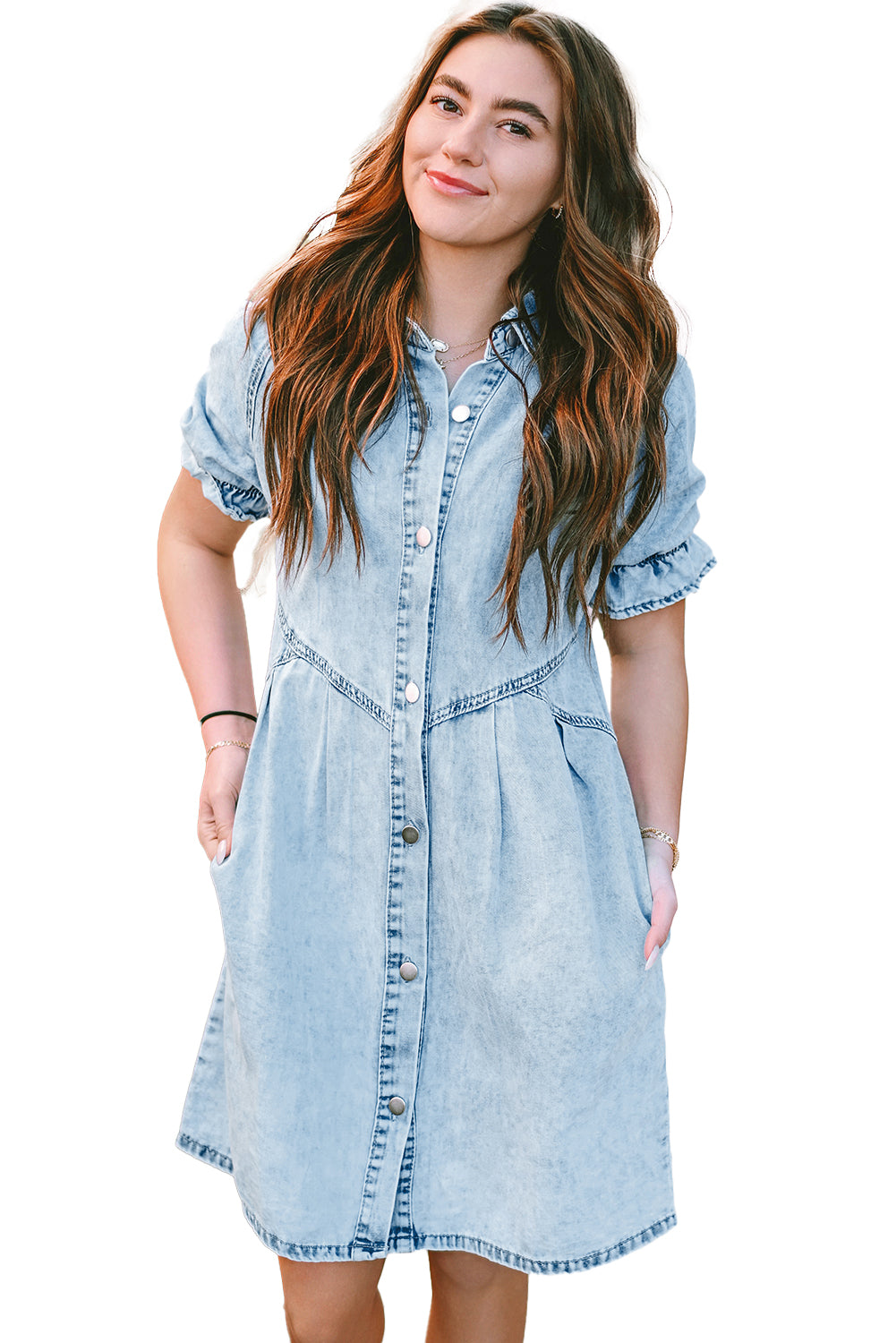 Robe courte en jean | Avec poches