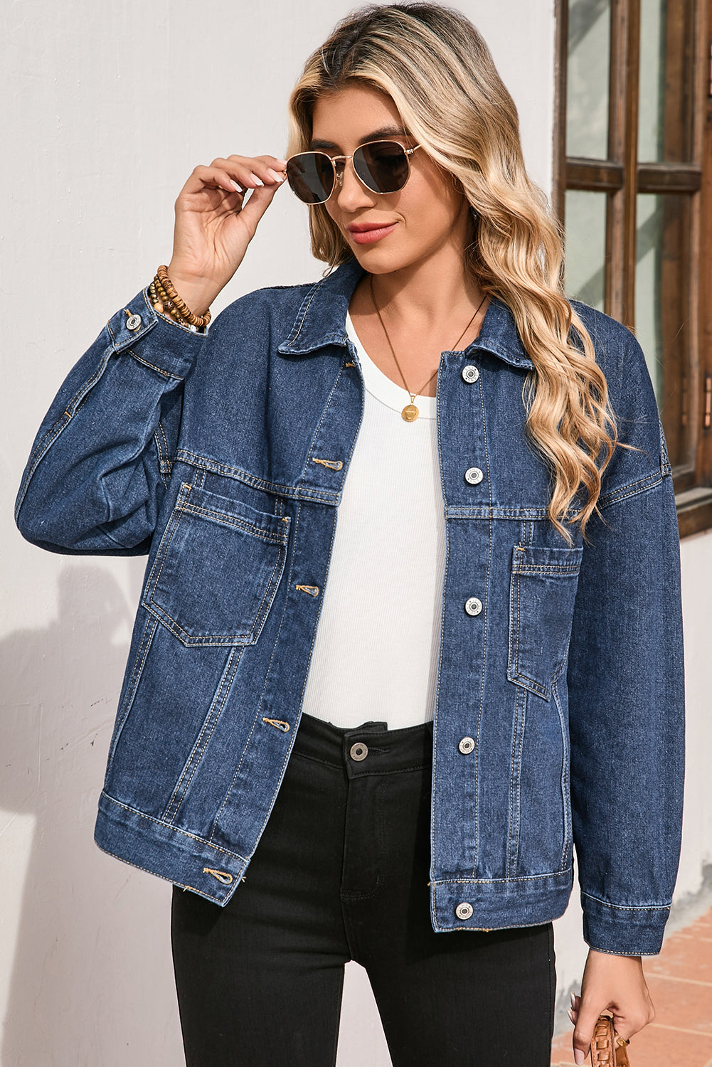 Veste en jean bleu & gris | Pour FEMMES